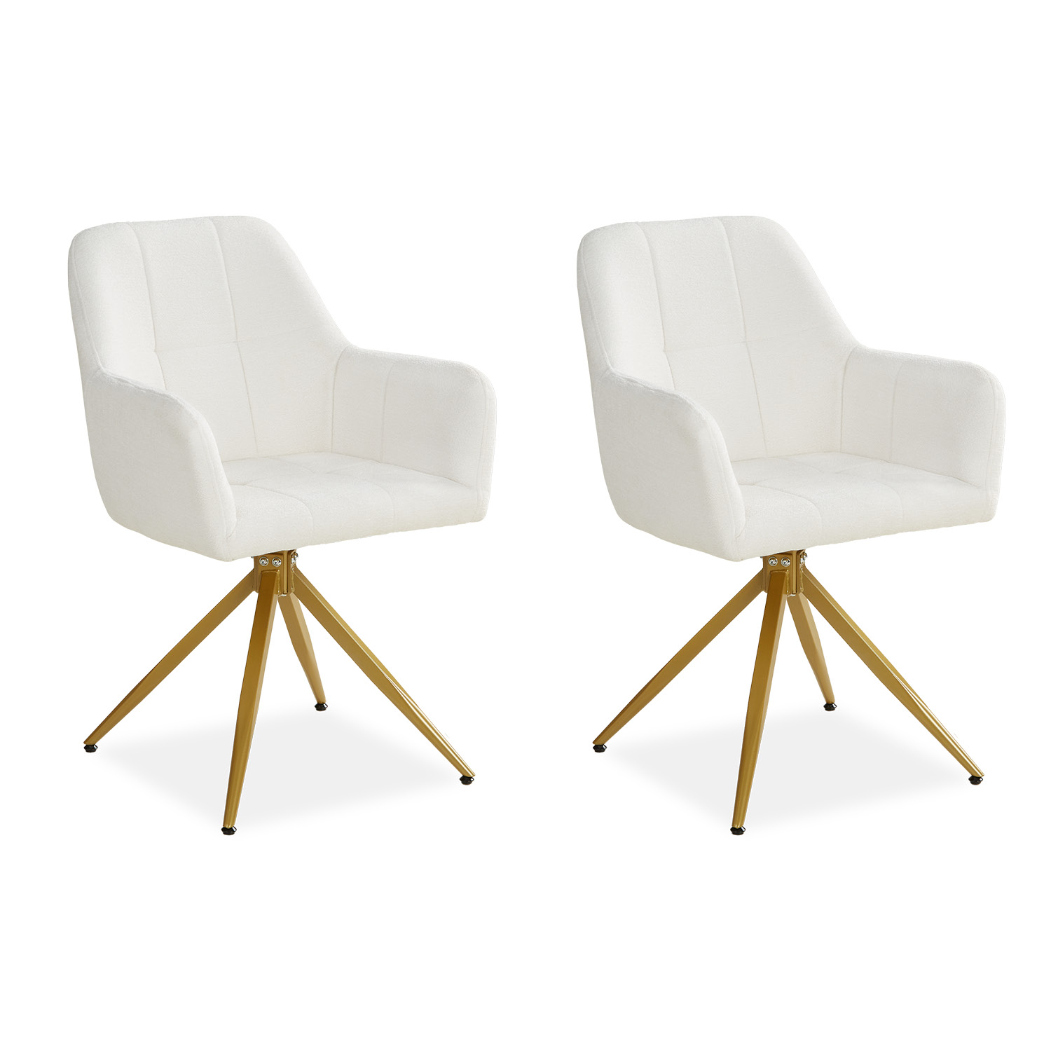 Upholstered Chair Bouclé Beige | Set of 2 | swivel | with Armrests | Kitchen Dining Room Office