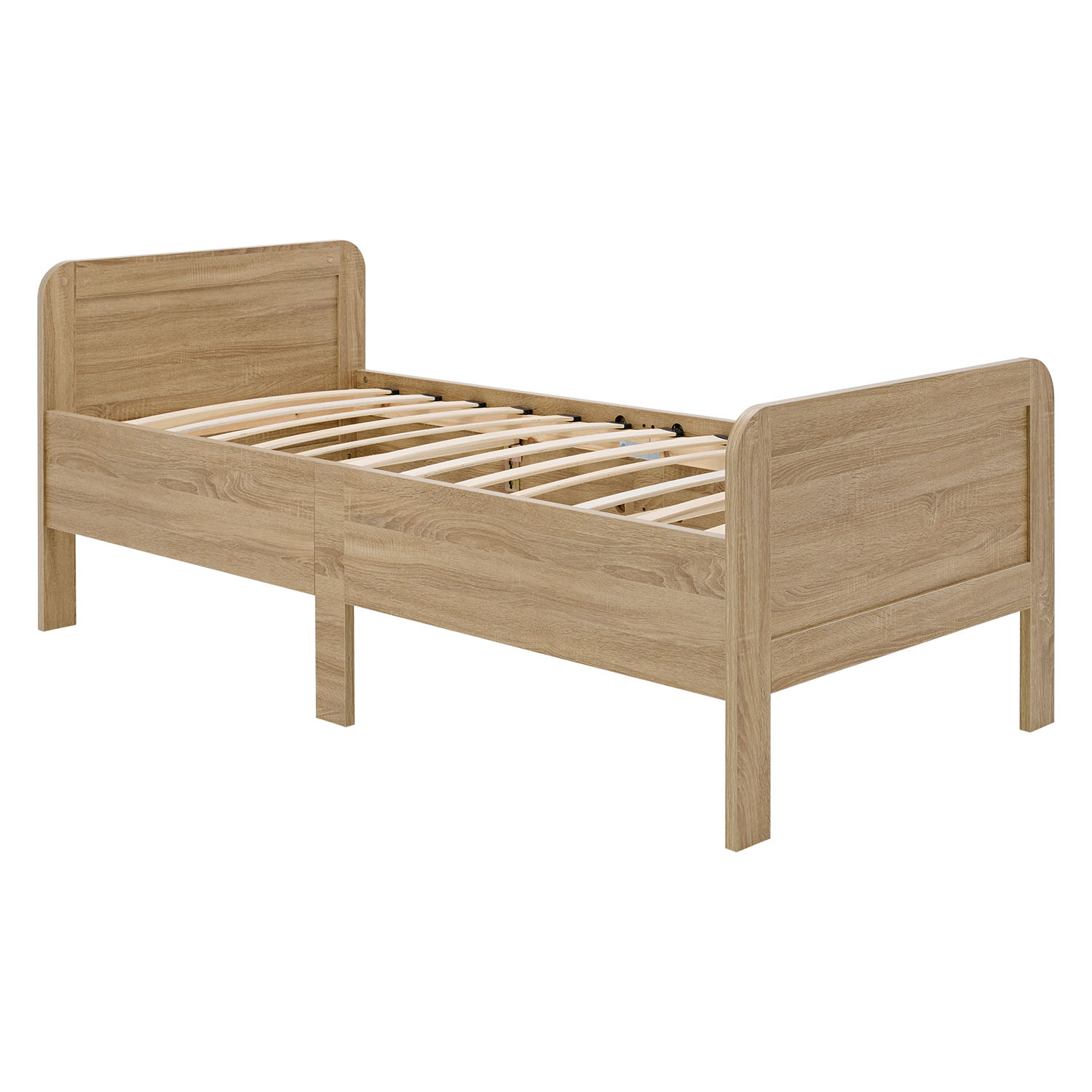 Comfort Bed 90x200 cm Natural | Senior Bed Height Adjustable with Slatted Frame | Single Bed | Wood