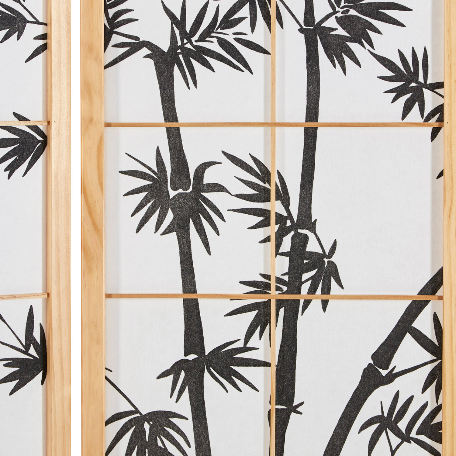 Paravent room divider 3 4 5 or 6 parts, natural wood, white rice paper, bamboo pattern, height 179 cm