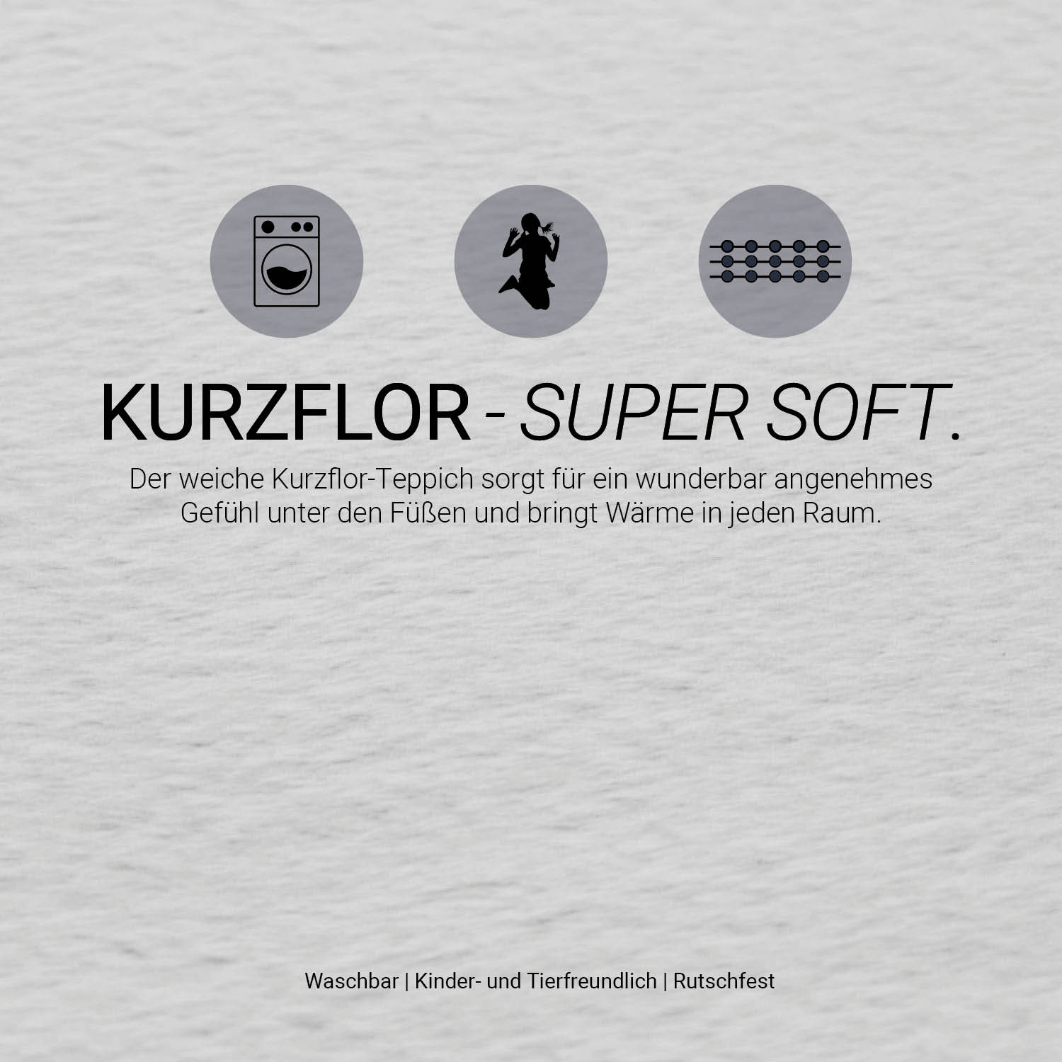 Soft Grey Rug 120x180 cm – Modern Short Pile Living Room Rug – Non Slip Bedroom Carpet – Washable Fluffy Area Rug