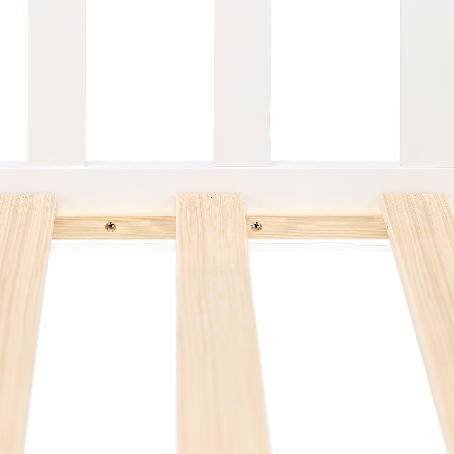 Children's Bed 120x200 White | Floor Bed with Slatted Frame | with Fall Protection | Montessori