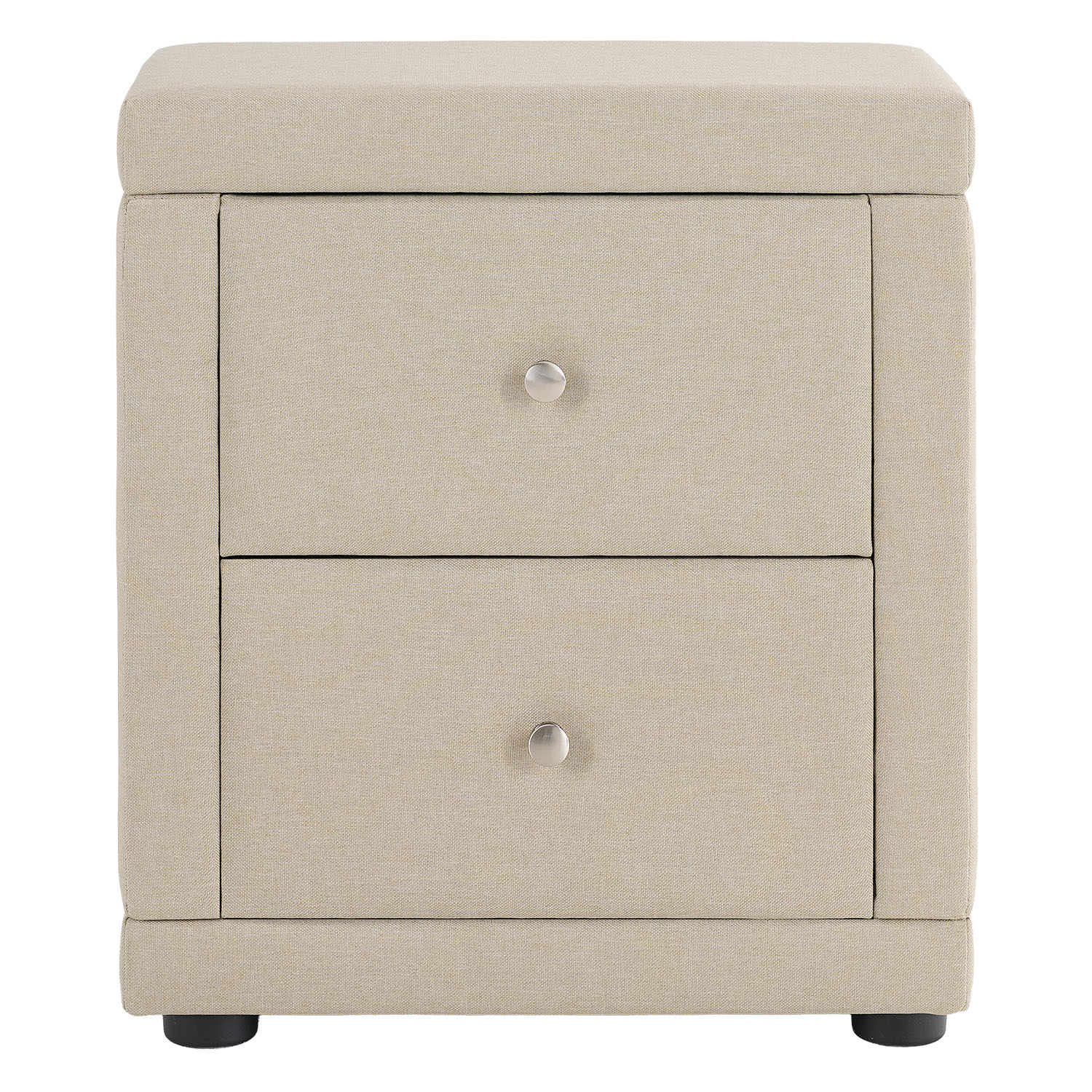 2 Bedside tables Nightstand bedroom 2 Chest drawers Side table Beige fabric