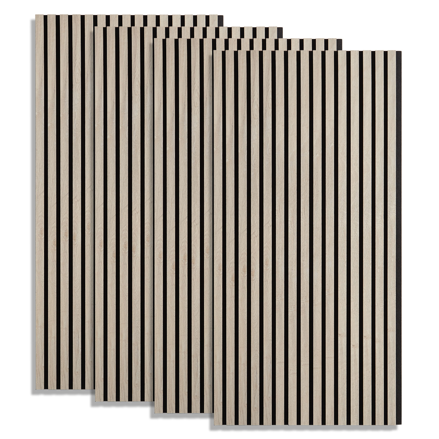 Acoustic Panels Wall Panels 60 x 120 cm Light Gray | Wood | 4-piece Set | 3D Strips