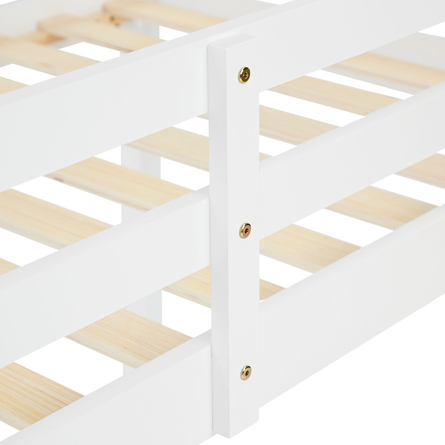 Loft bed with mattress and slatted frame, 90x200 cm, children's bed, white, solid wood