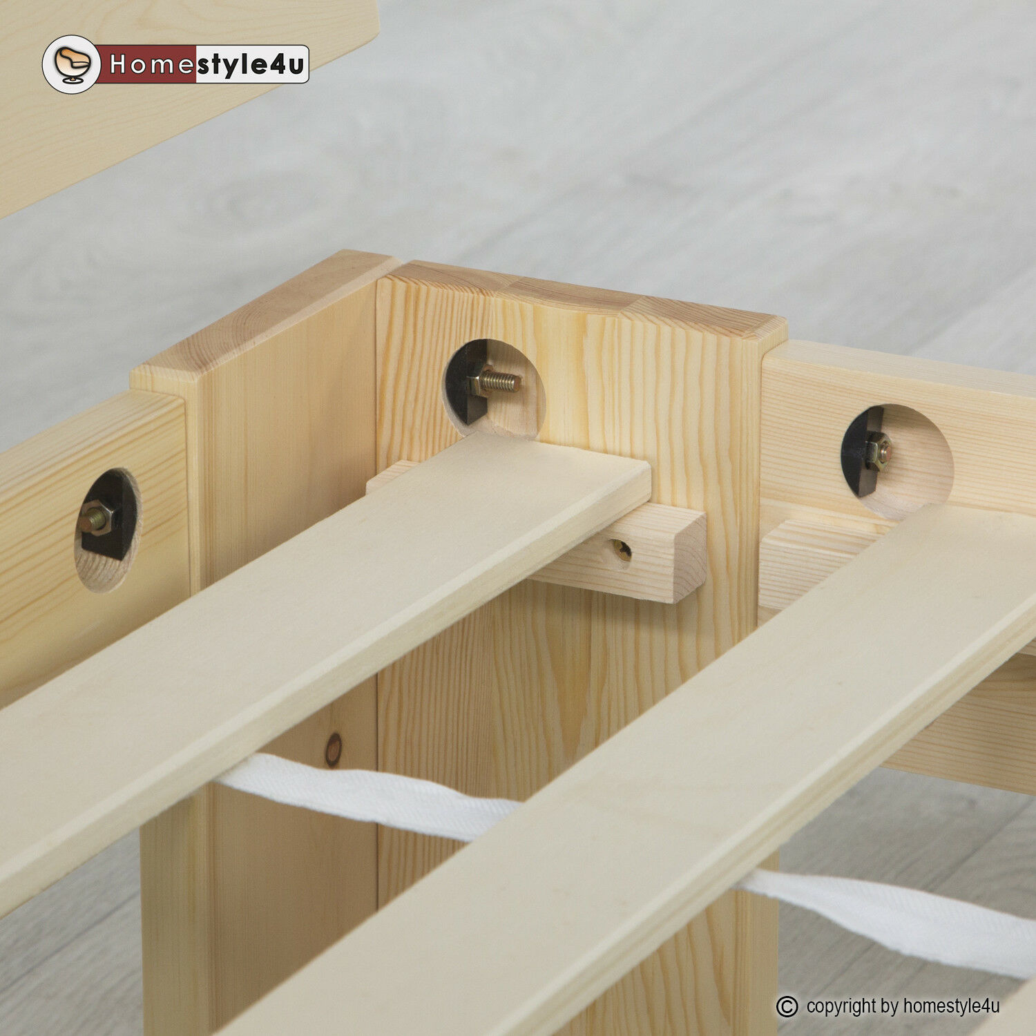 Wood Bed 160x200 cm Natural | Double Bed | with Slatted Frame | Solid | Kids Youth Guest Bedroom