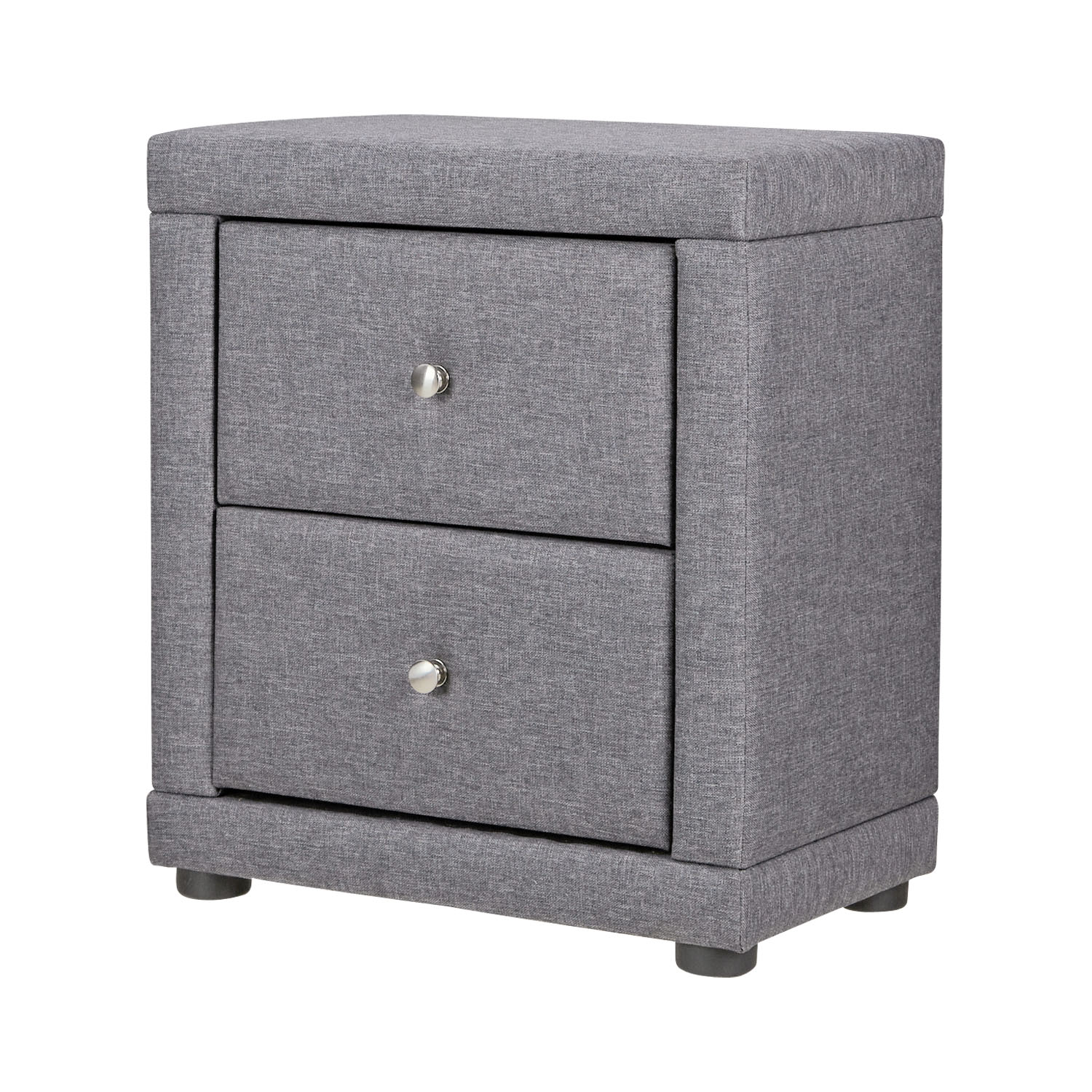 2 Bedside tables Nightstand bedroom 2 Chest drawers Side table Grey fabric