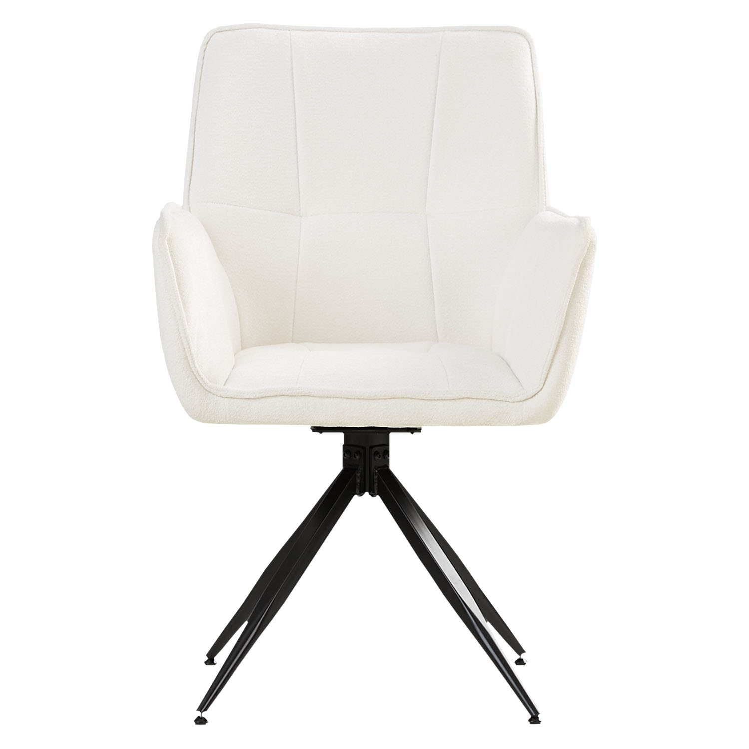 Upholstered Chair Chenille Wool White | Set of 6 | swivel | with Armrests | Kitchen Dining Room Office