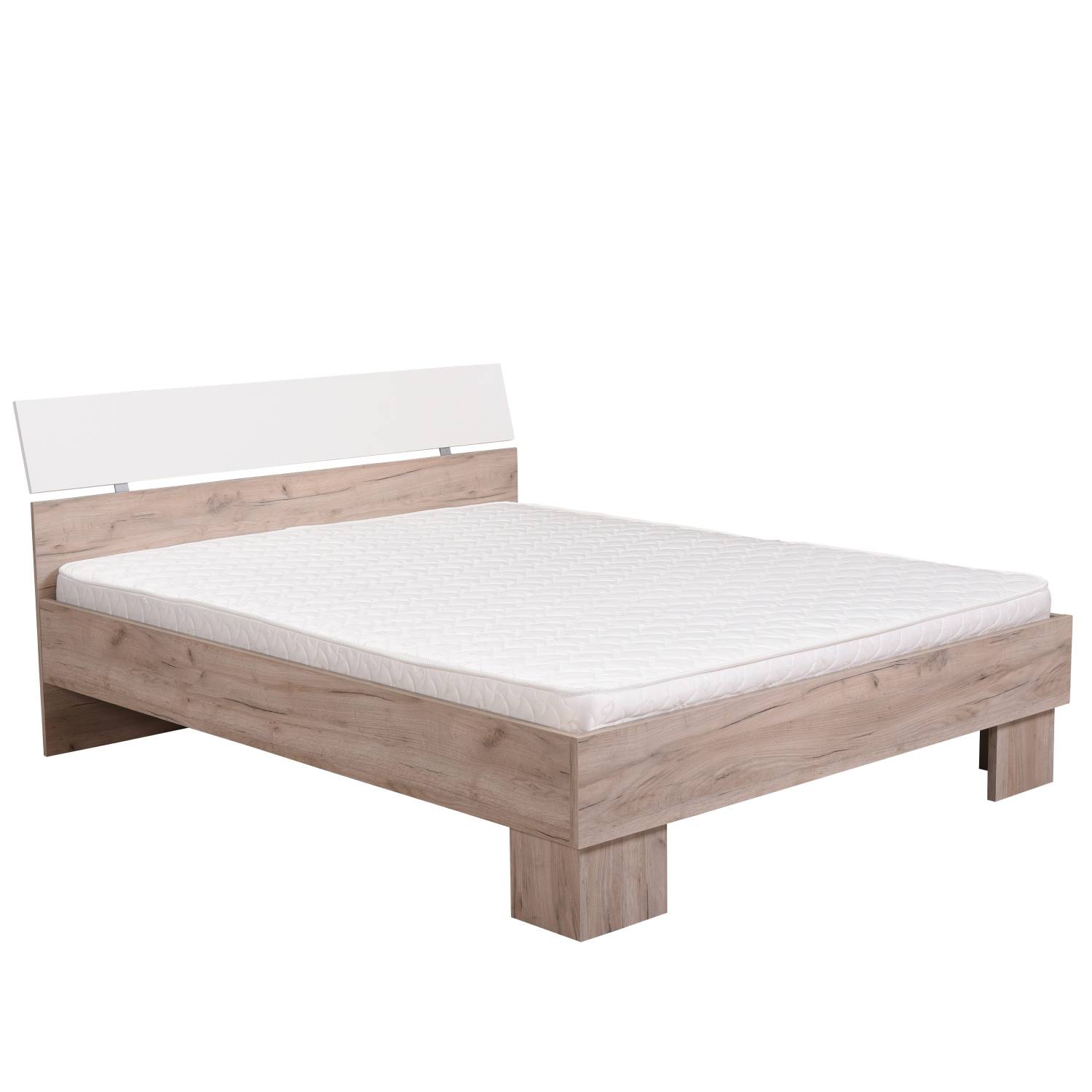 Double Bed 160x200 cm, Gray Oak with Slatted Base – Modern Wooden Bed