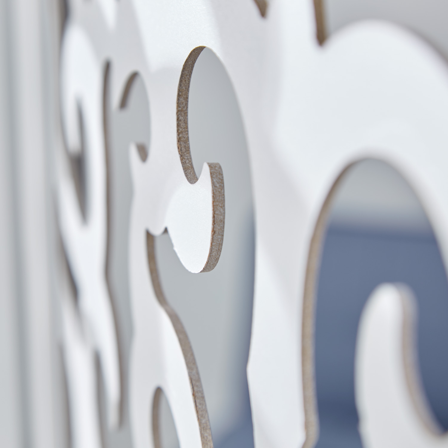 Paravent White with Decorations | 3-panel | Wood | Room Divider Partition Privacy Screen