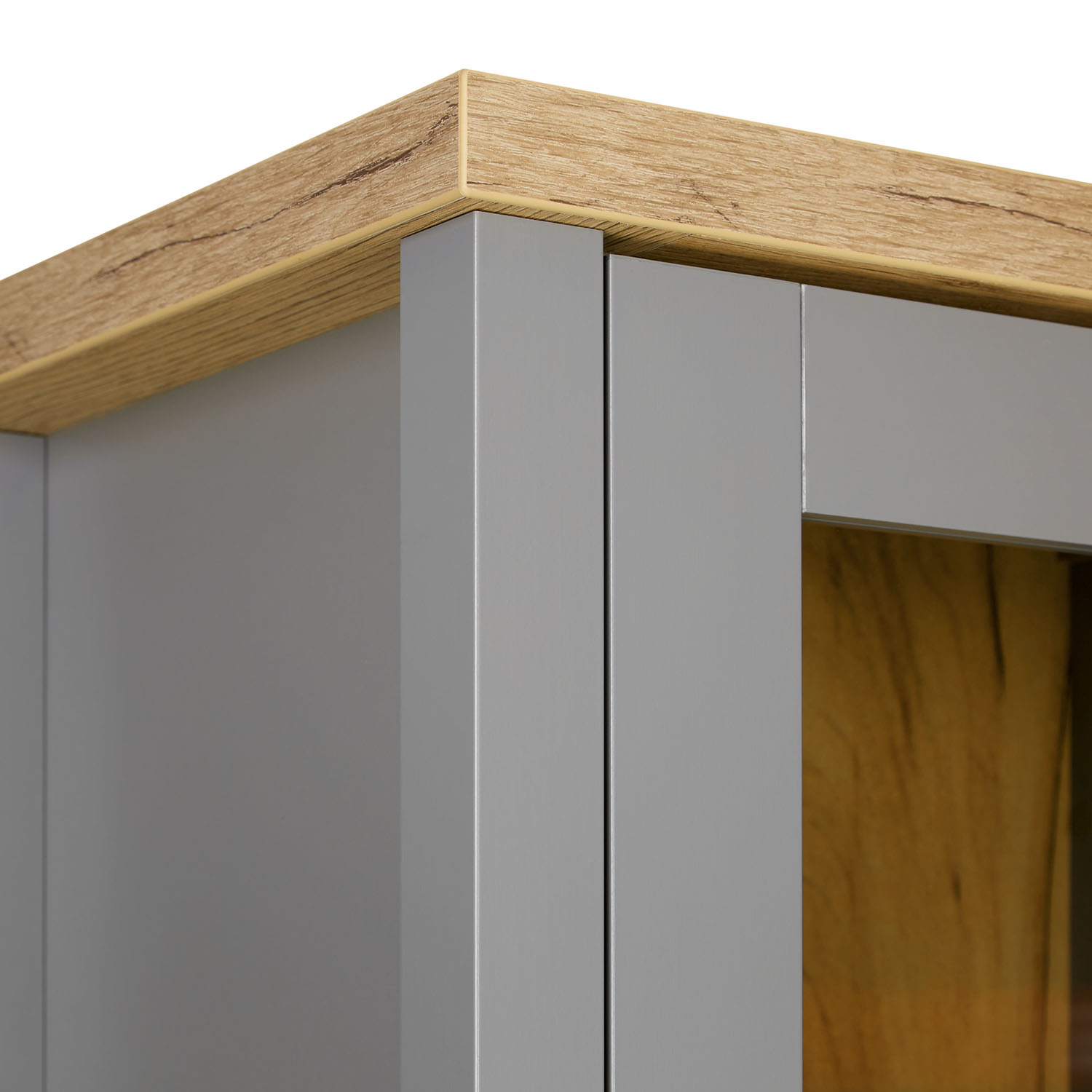 Showcase Highboard Modern Grey Cabinet Living room cabinet Natural Wood