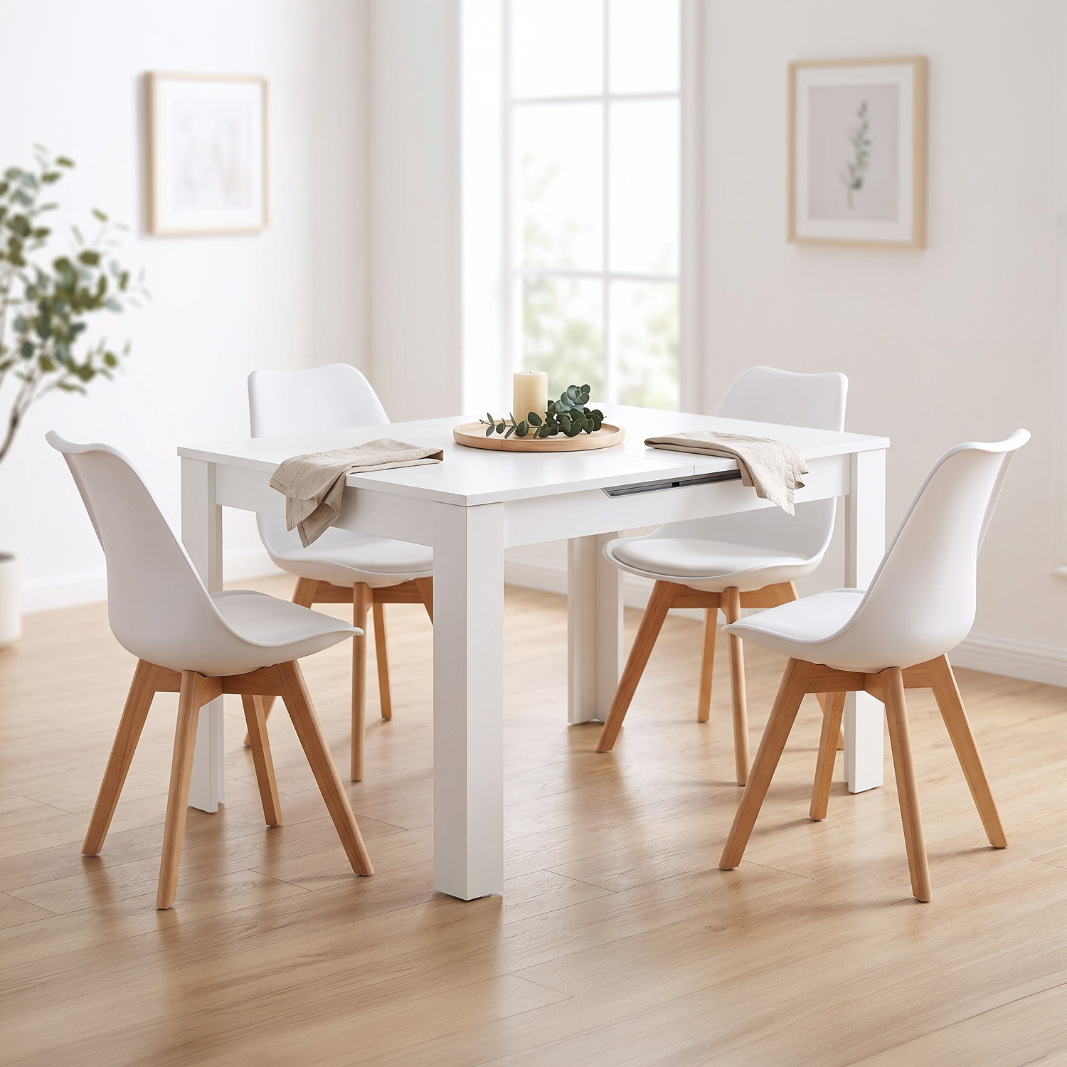 Modern Dining Table Kitchen Table Wooden Table 125x80 cm White 6 Seater Extendable
