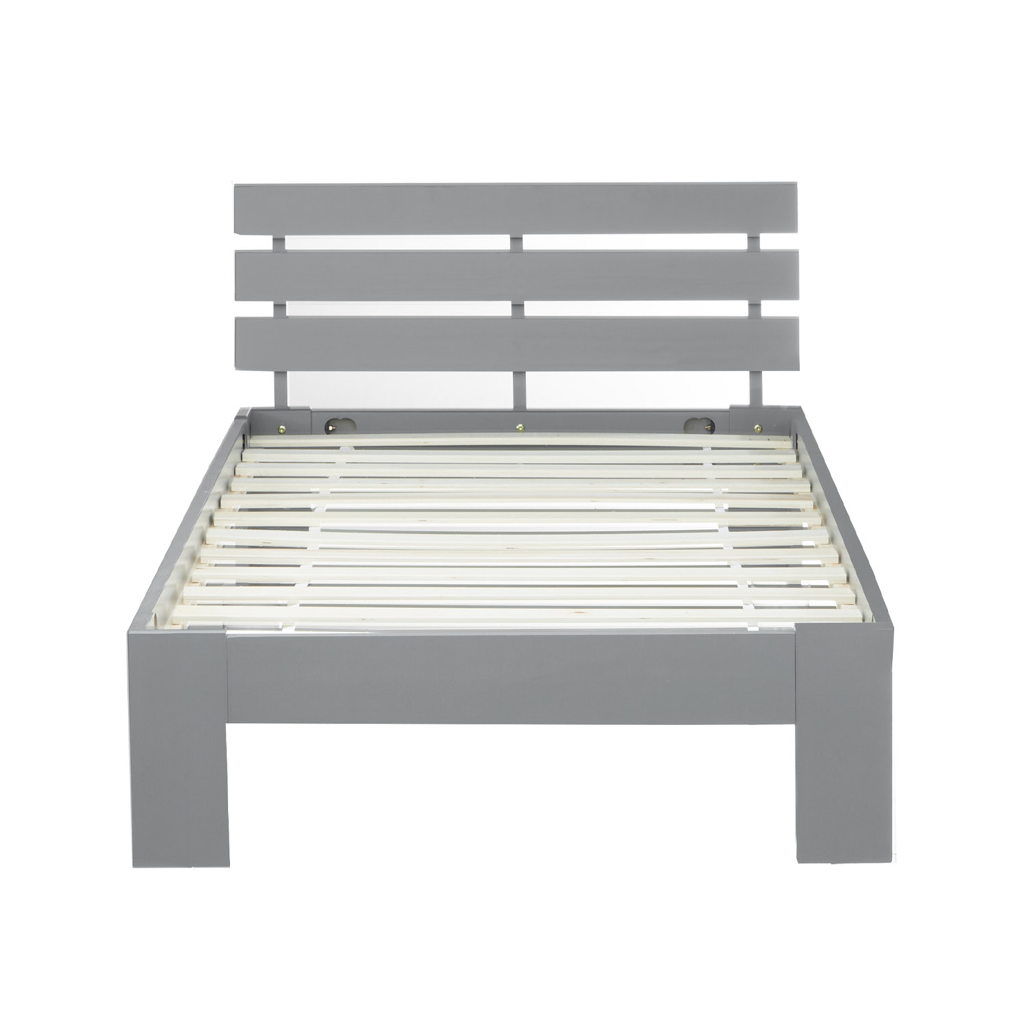 Wood Bed 90x200 cm Gray | Single Bed | with Slatted Frame | Solid | Kids Youth Guest Bedroom