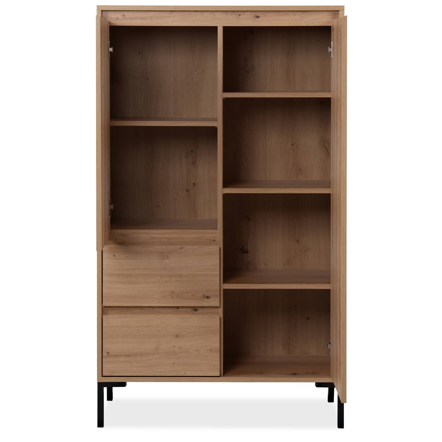 Highboard Sideboard Wood Oak Storage 2 Drawers Cabinet Buffet Credenza Living Room Cupboard