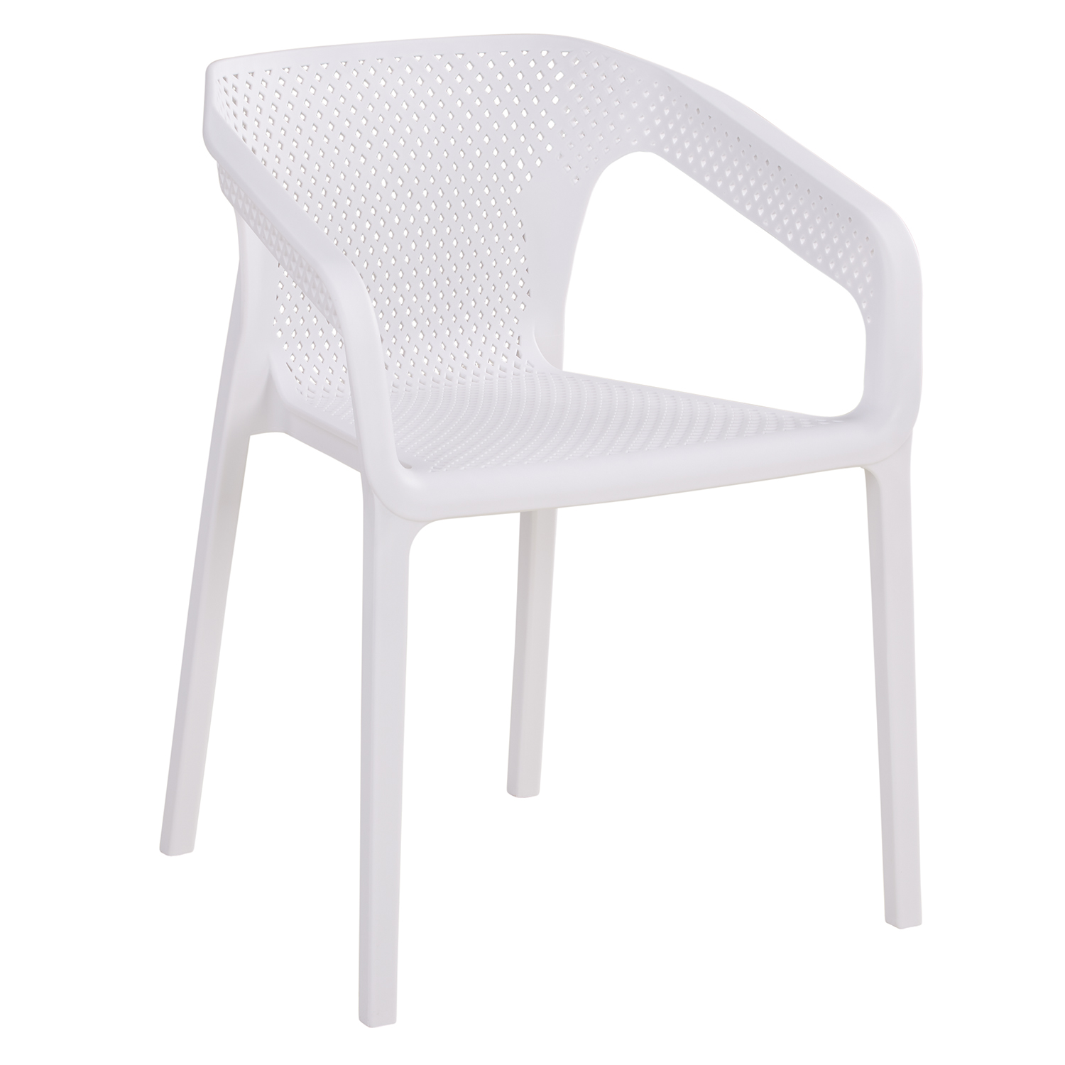 Chaise de jardin avec accoudoirs Blanc Lot de 4 Fauteuils de jardin Plastique Chaises exterieur Chaises empilable