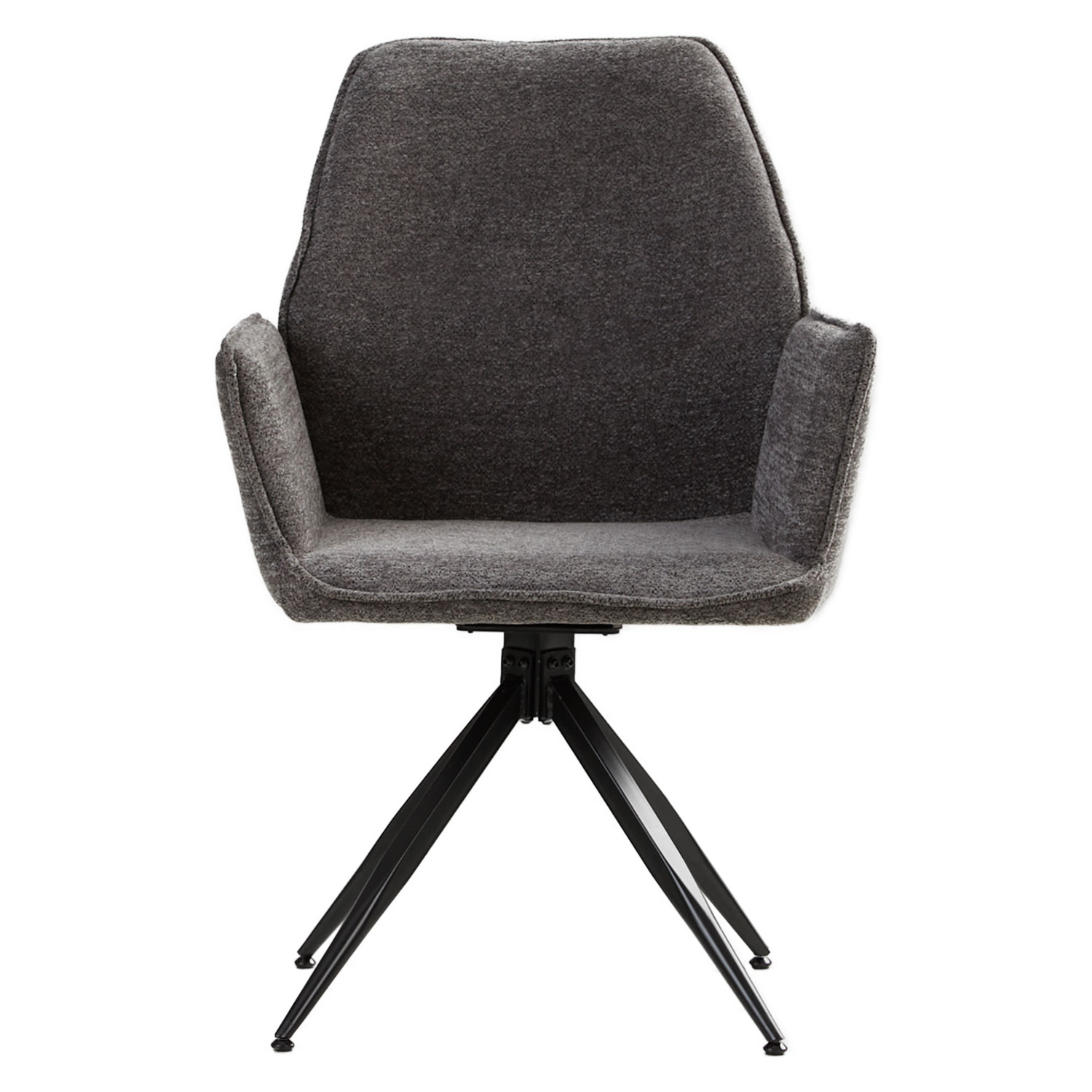 Upholstered Chair Chenille Wool Grey | Set of 6 | swivel | with Armrests | Kitchen Dining Room Office
