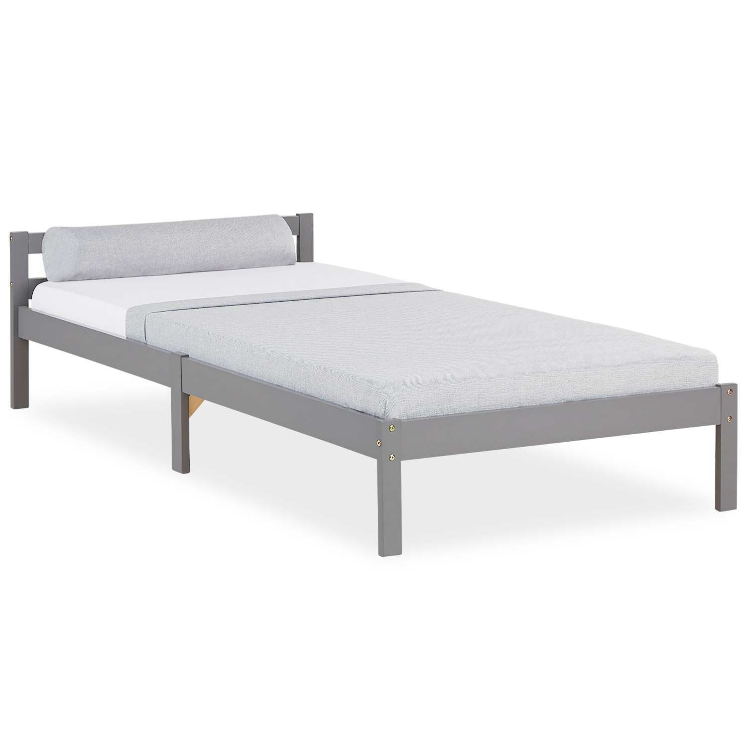 Pallet Bed 90x200 cm Gray | Single Bed | with Slatted Frame | Wood | Kids Youth Guest Bedroom