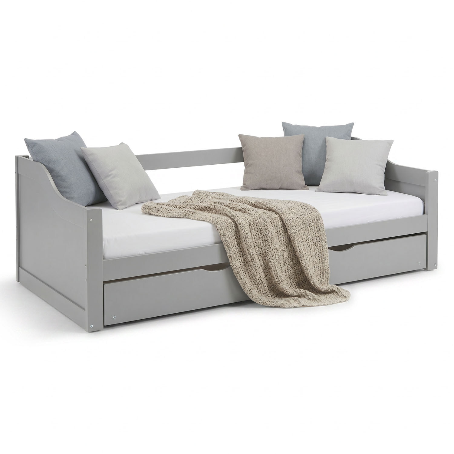Wooden Bed 90x200 cm Gray | Extends to a Double Bed | Bunk Bed | With Slatted Base | Can Be Combined with a Duo Bed | Convertible Bed | Multifunctional Bed