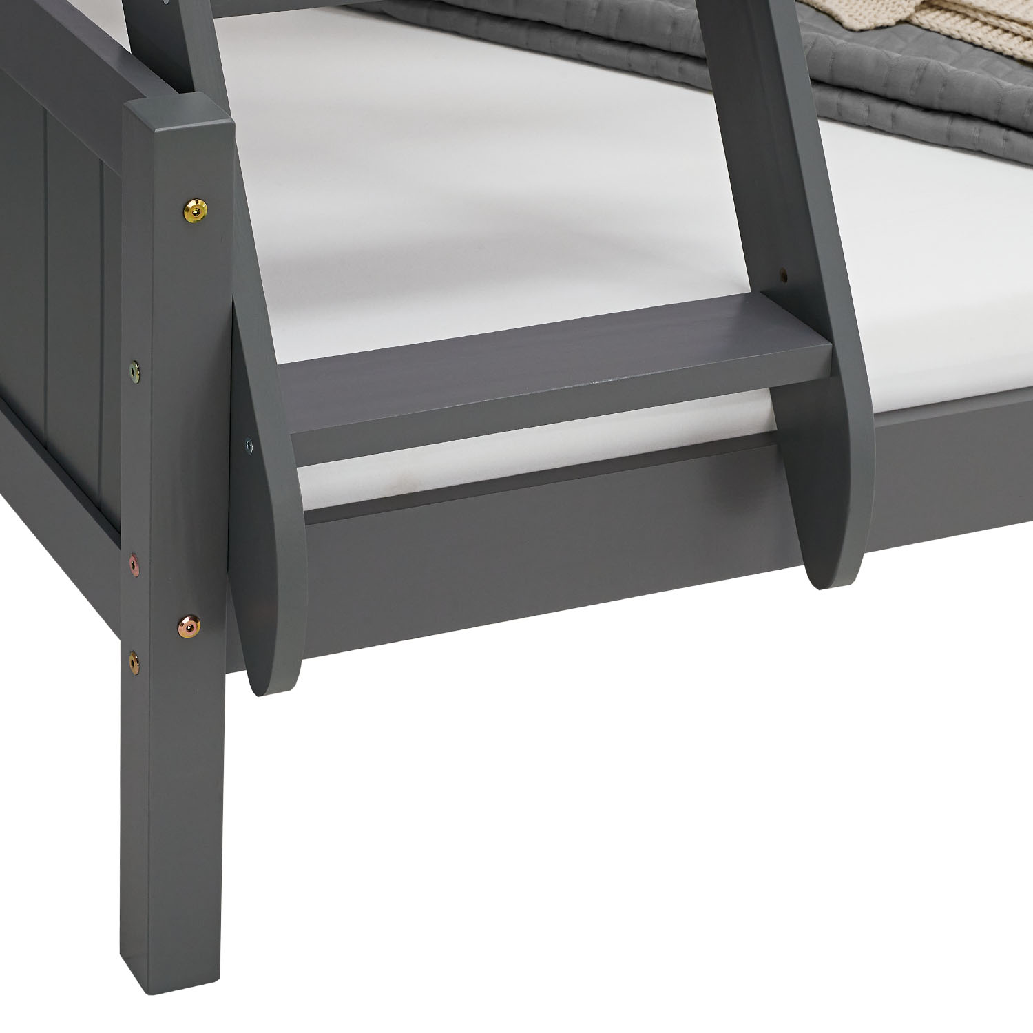 Bunk Bed with 2 Mattresses 90x200 and 140x200 cm Kids Bed Grey Wood Cabin Bed High Sleeper Bed Loft Bed Childrens Bed Twin Bed