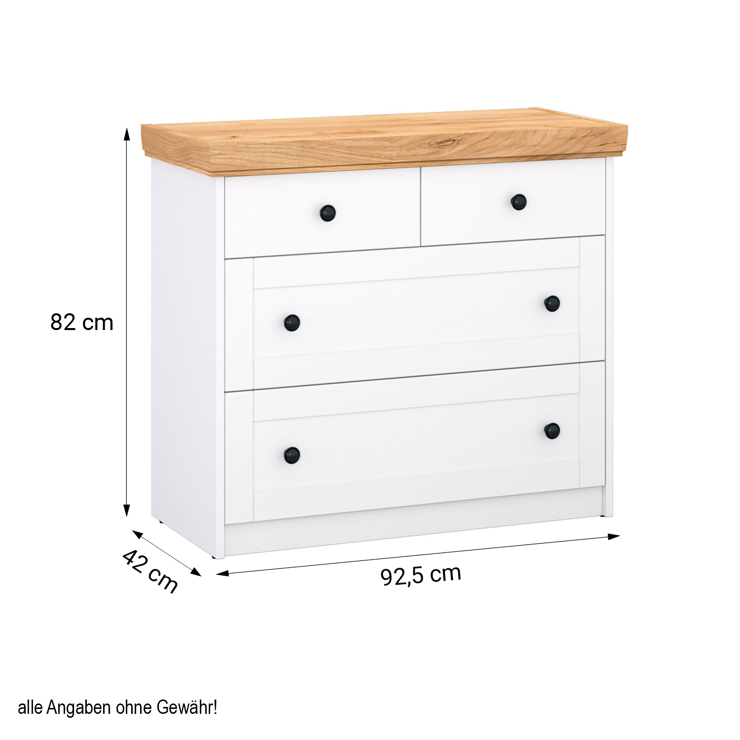 Chest of Drawers Sideboard Oak Matt White Wood Solid Cupboard with 4 Drawers