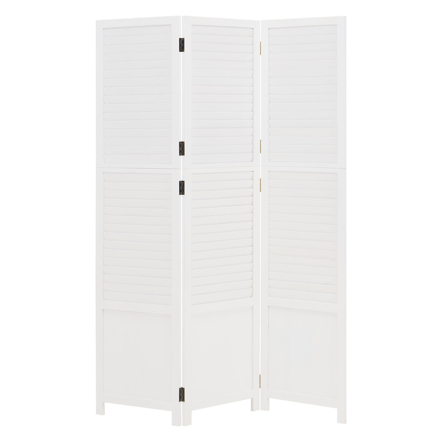White Wooden Screen (3-panel) – Modern Wooden Room Divider & Privacy Screen