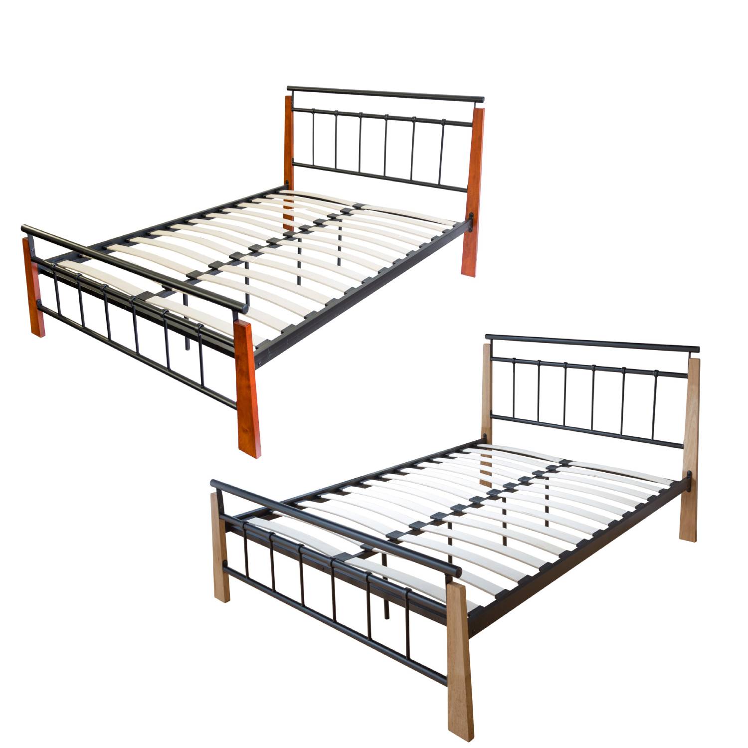 Metal bed 140 160 180 x 200 Bed frame with slatted frame Double Bed Wood Black Brown Natural