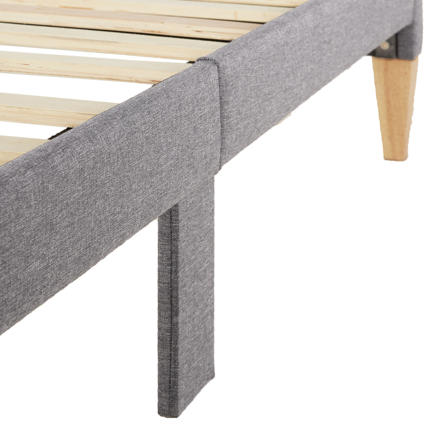 Upholstered bed 140x200 cm grey | futon bed | with slatted frame | double fabric bed frame