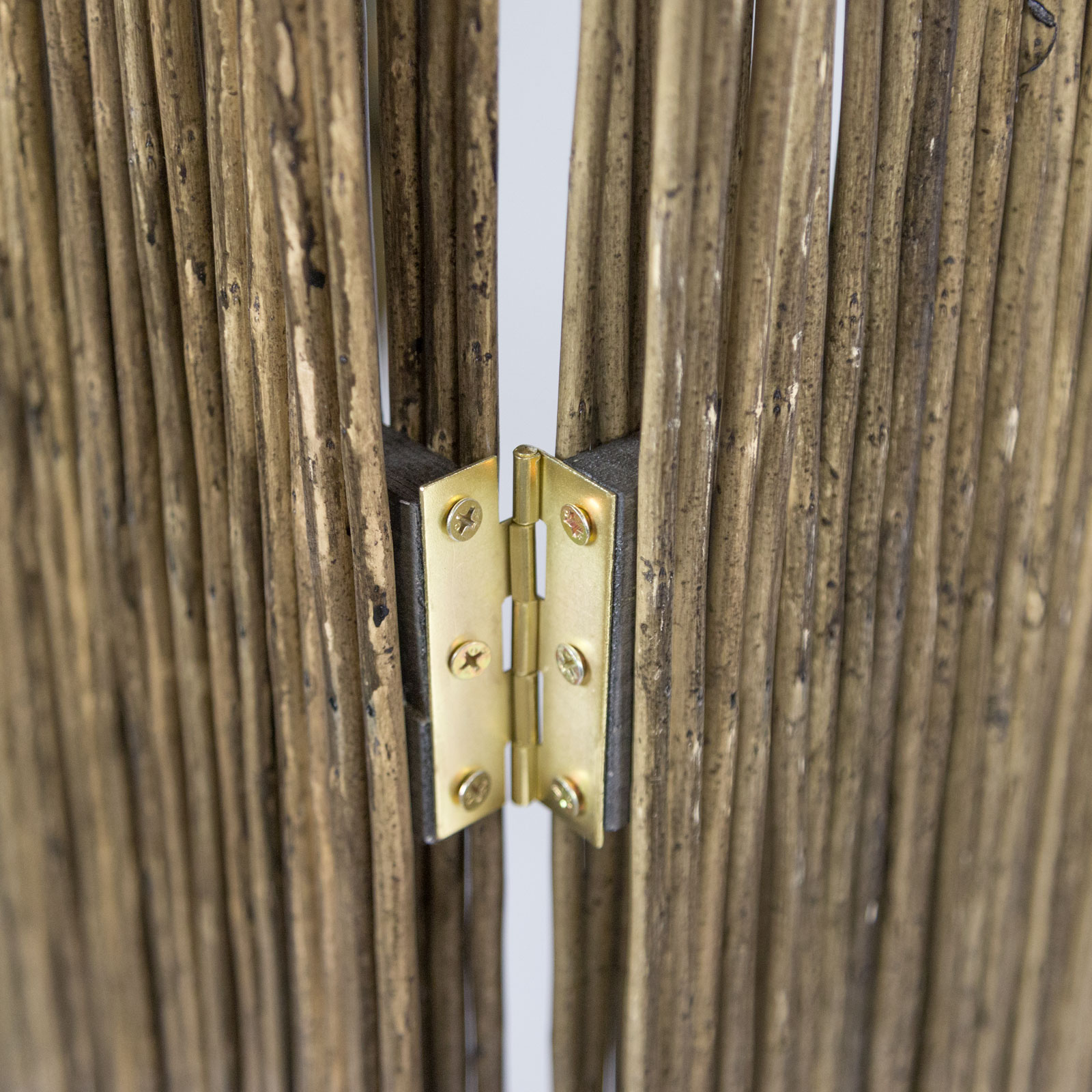 Paravent Raumteiler 3 teilig Holz Trennwand Sichtschutz Weidenparavent Grau
