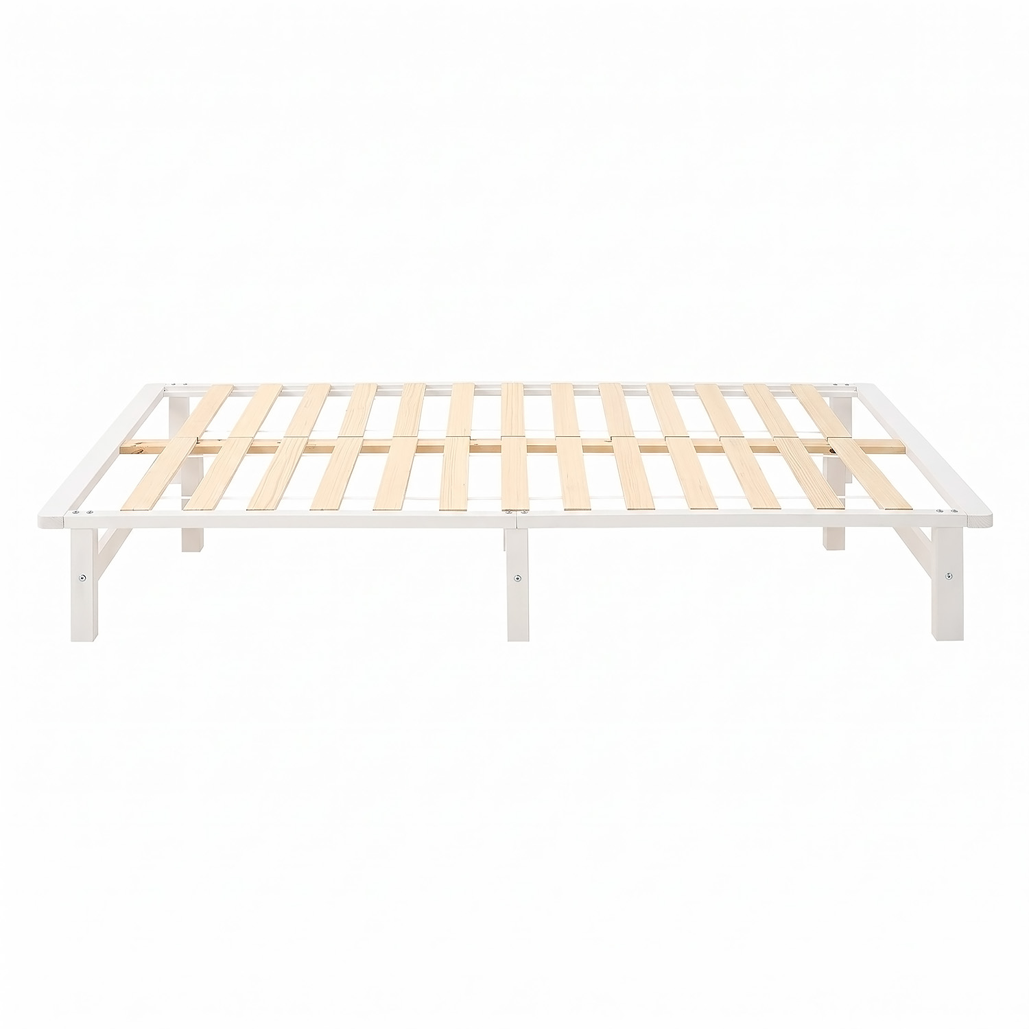 Pallet Bed 140x200 cm White with Slatted Base – Solid Wood Double Bed in a Modern Design