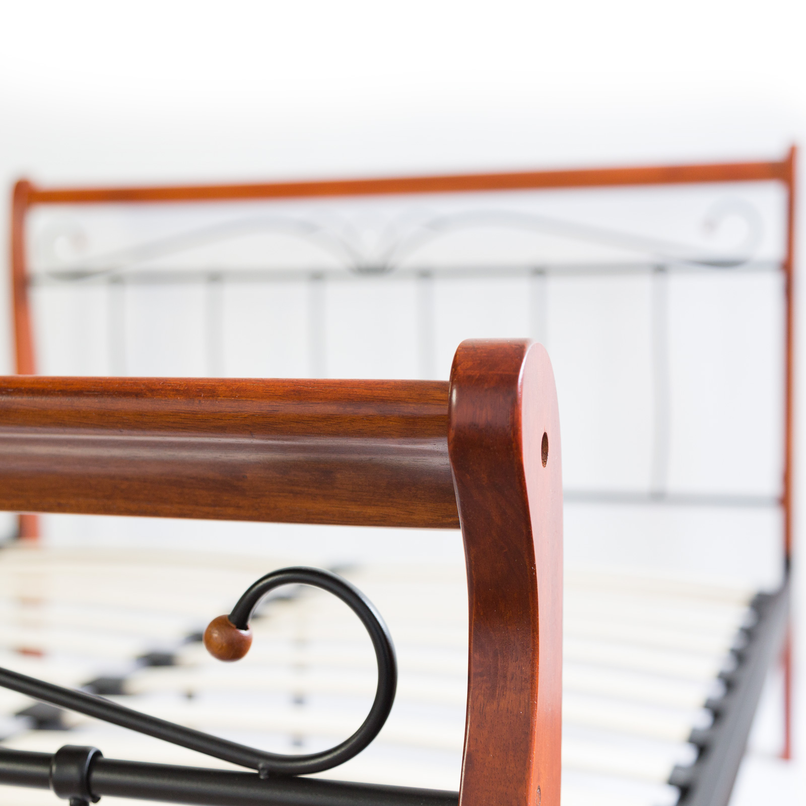 Metal bed 140 160 180 x 200 Bed frame with slatted frame Double Bed Wood Black Brown