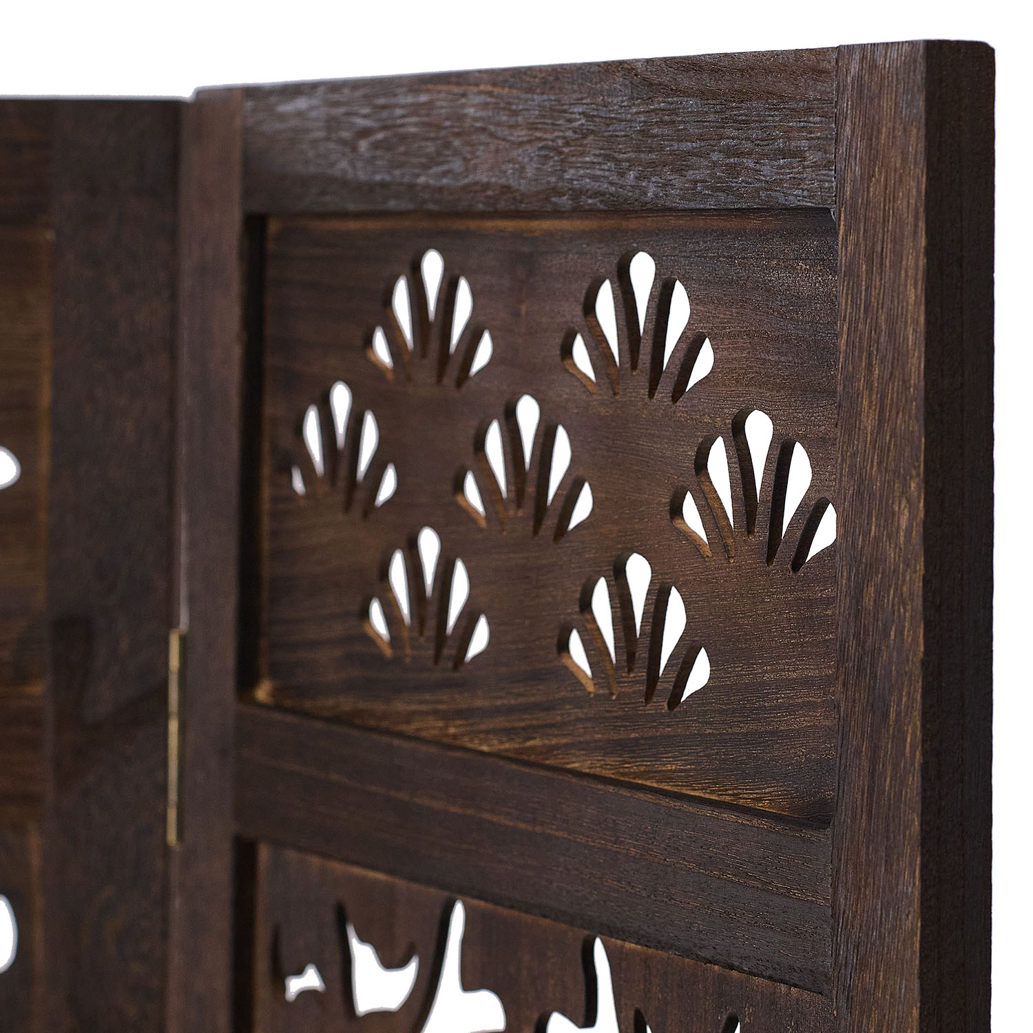 Paravent Brown Design | 3-panel | Wood | Decorative Room Divider | Partition Privacy Screen