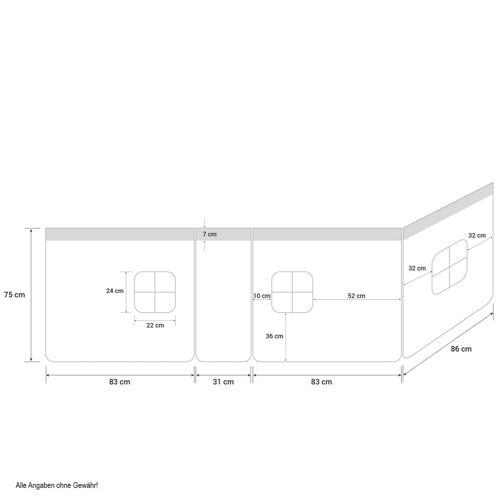 Childrens Bed Curtain Bunk Bed Cabin Bed Accessories Grey Stars