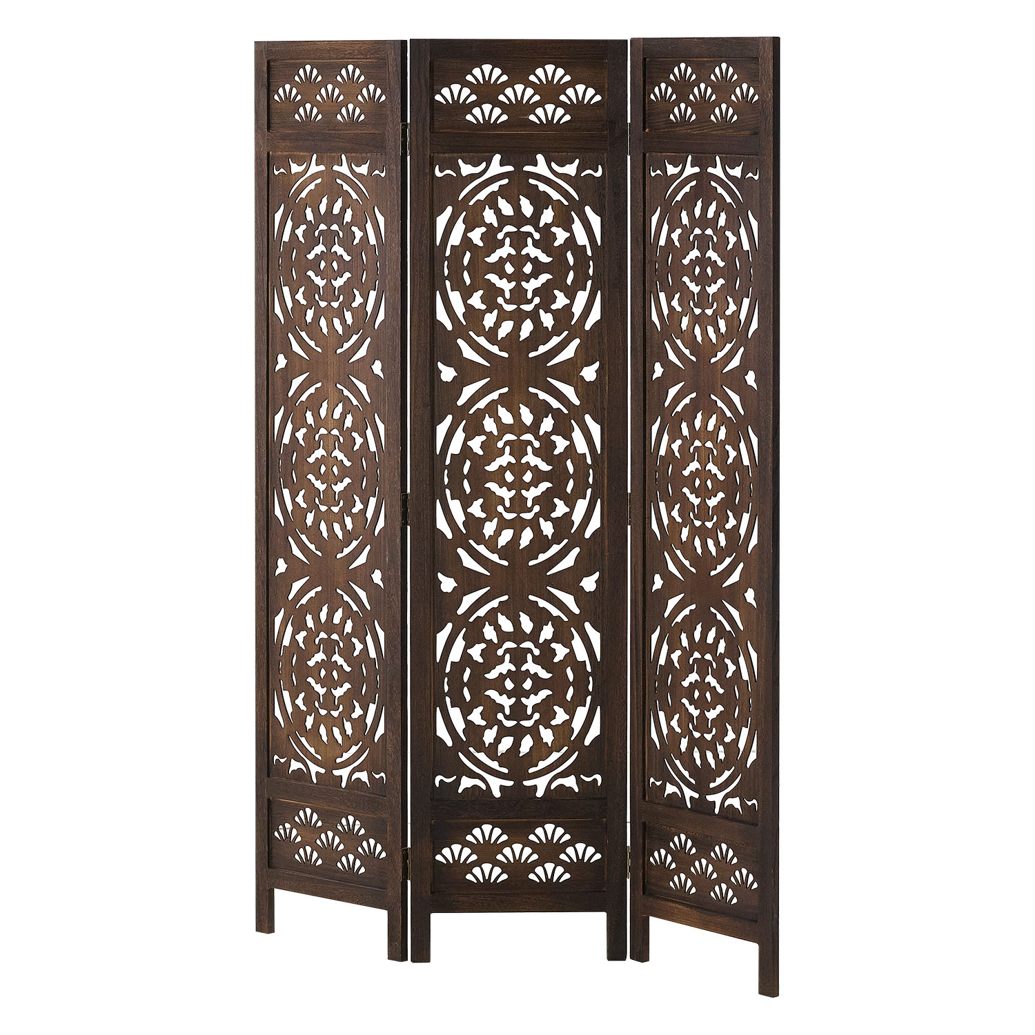 Paravent Brown Design | 3-panel | Wood | Decorative Room Divider | Partition Privacy Screen