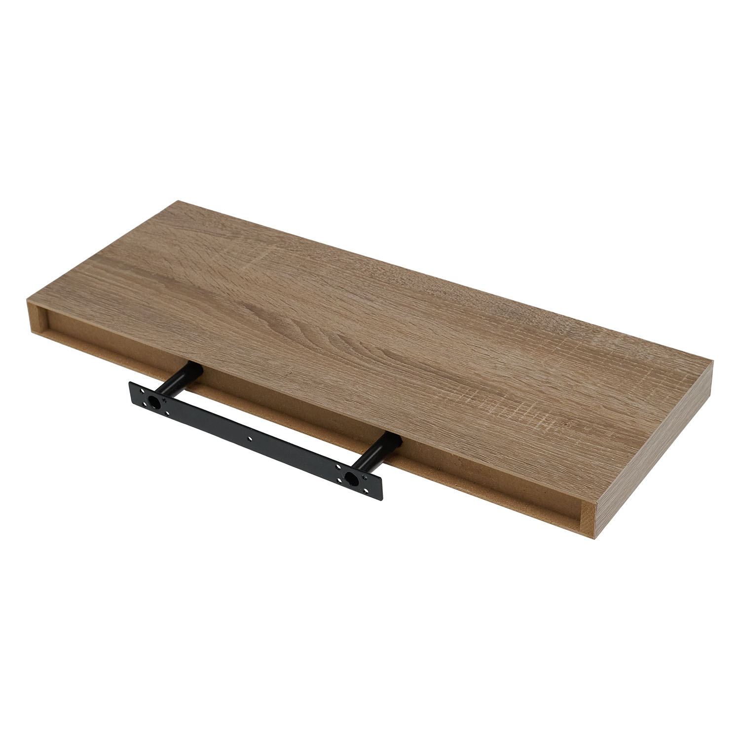 Floating Wall Shelf 60x23.5 cm Sonoma Dark Oak Effect Square Wooden Shelf for Living Room Bedroom Kitchen