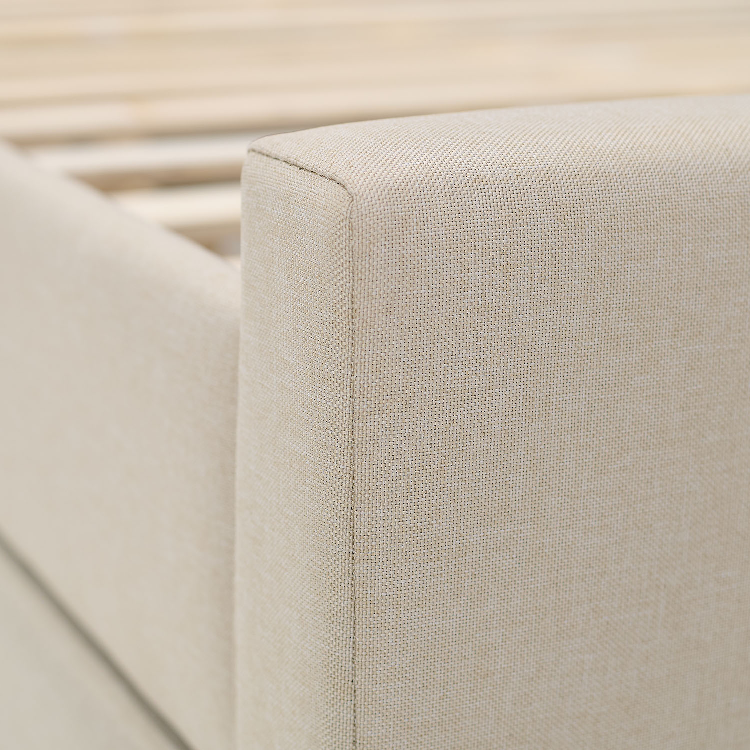 Upholstered bed 140x200 cm beige | with slatted frame | with 2 bed drawers | double fabric bed frame