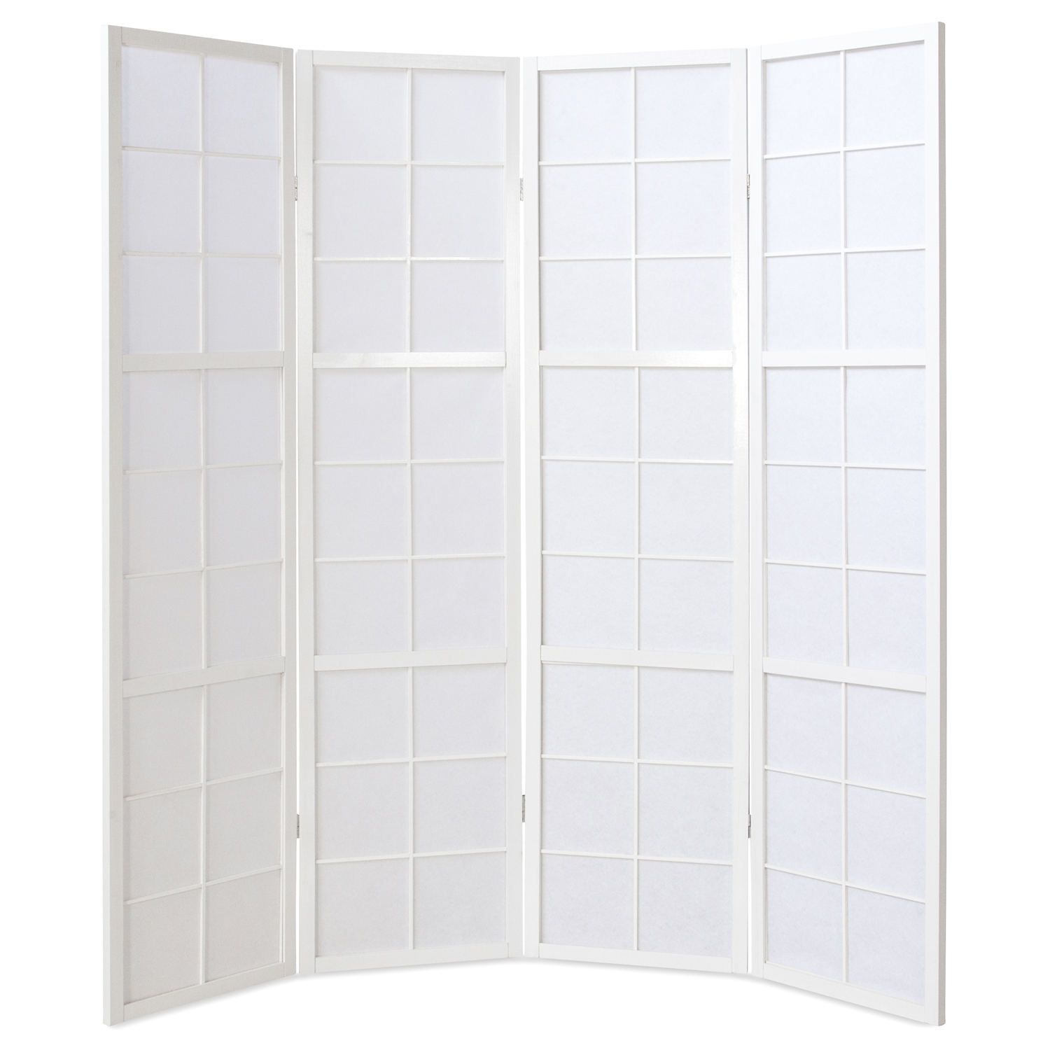 White Shoji Rice Paper Screen | 4-panel | Wood | Room Divider, Partition, Privacy Screen