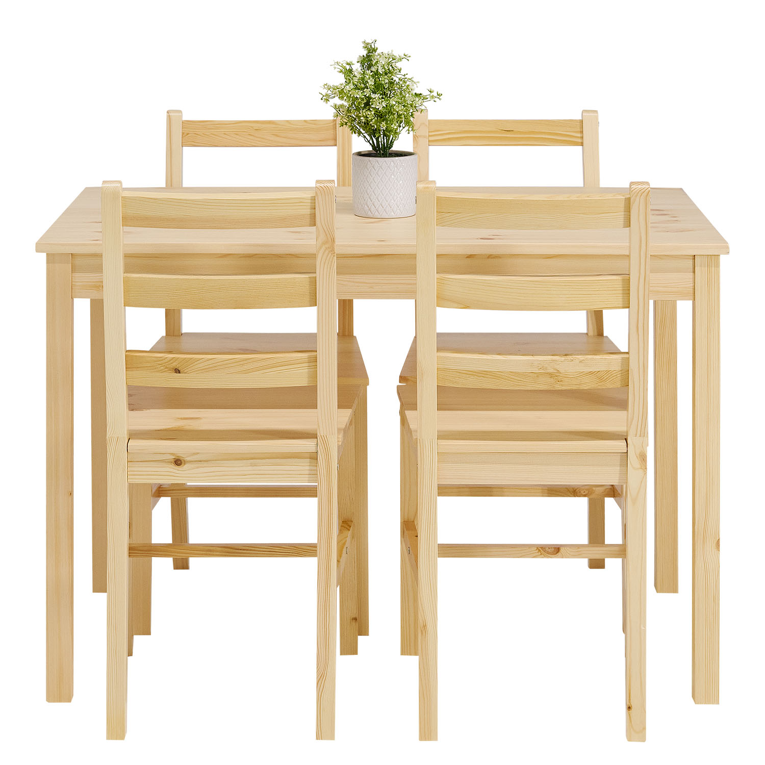Dining set | 4-piece set chairs natural wood | country style | wooden dining table 108 x 65 cm Dining set | 4-piece set chairs natural wood | country style | wooden dining table 108 x 65 cm