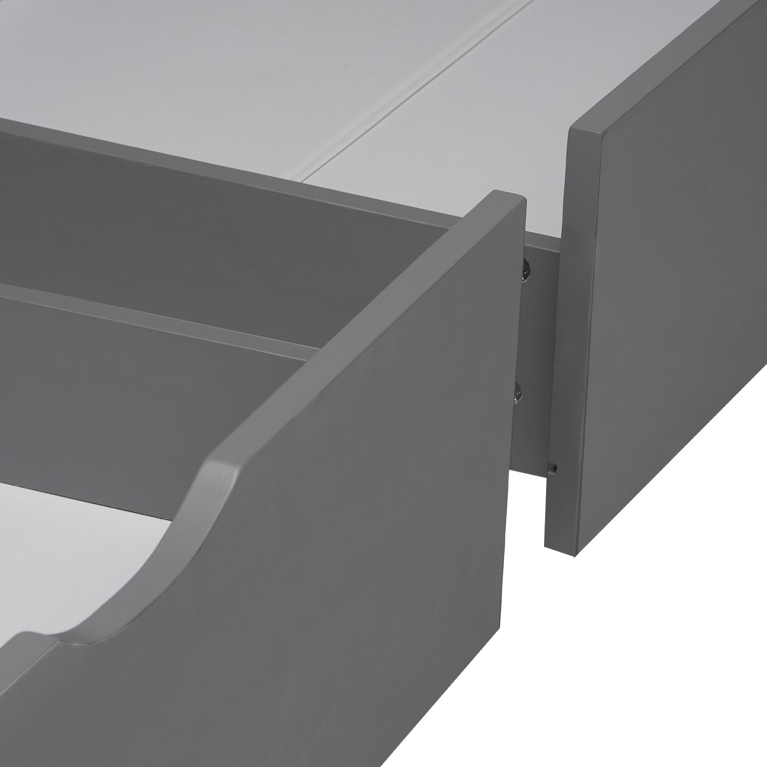 Bed Drawer Set of 2 Drawers Wood Storage with Rollers Pull-out Bed Box Grey