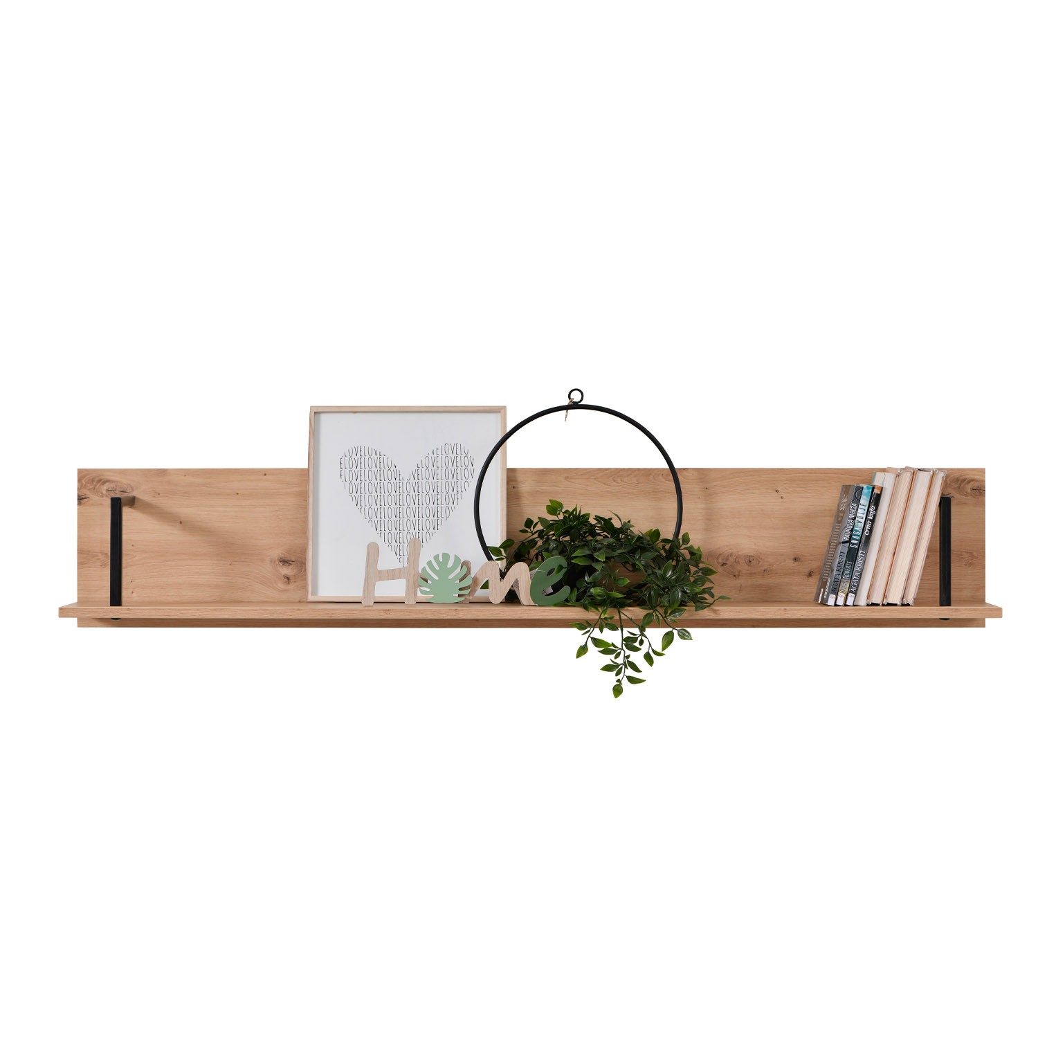 Shelf Wall Shelf Hanging Shelf Wood Metal Black Natural Industrial Style Kitchen Shelf