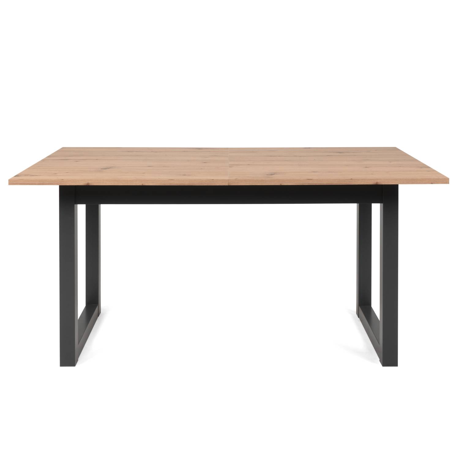 Solid wood extendable dining table with metal-look frame – industrial style for dining room and eat-in kitchen