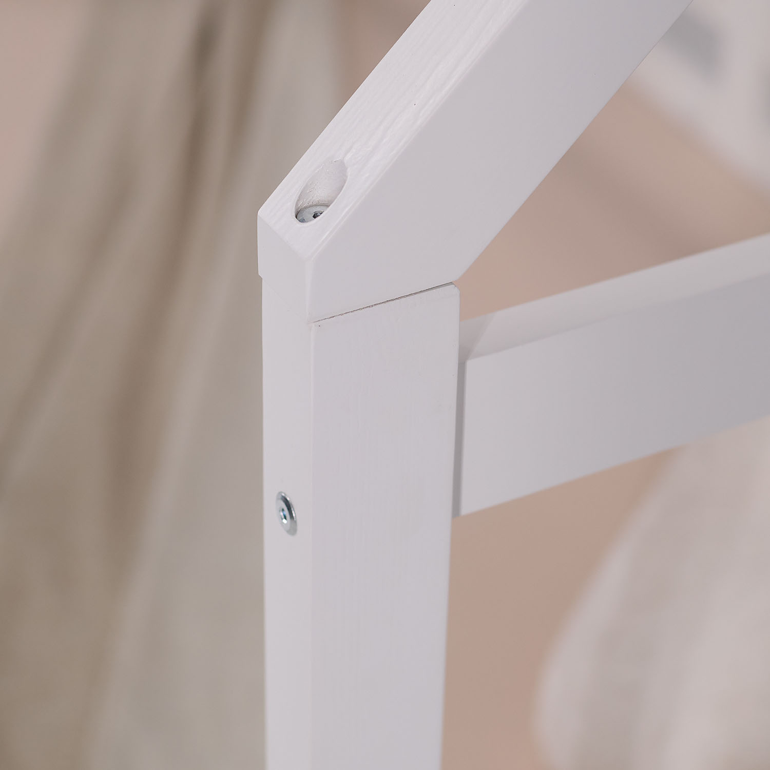 Children's Bed 90x200 cm White | House Bed with Fall Protection and Bed Drawer | Montessori | Single Bed | with Slatted Frame | Wood