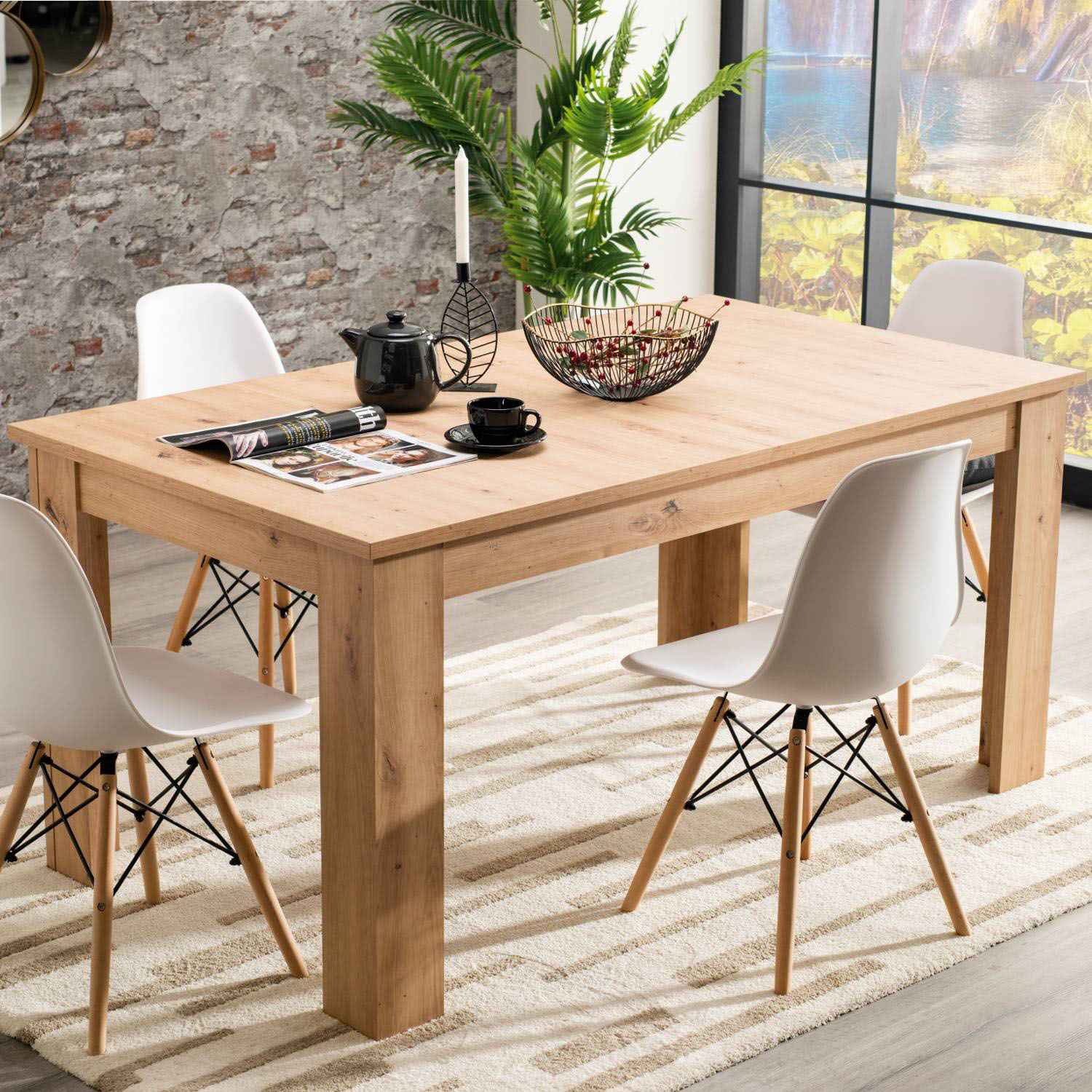 Esstisch ausziehbar 160–200 x 90 cm Eiche – großer Esszimmertisch