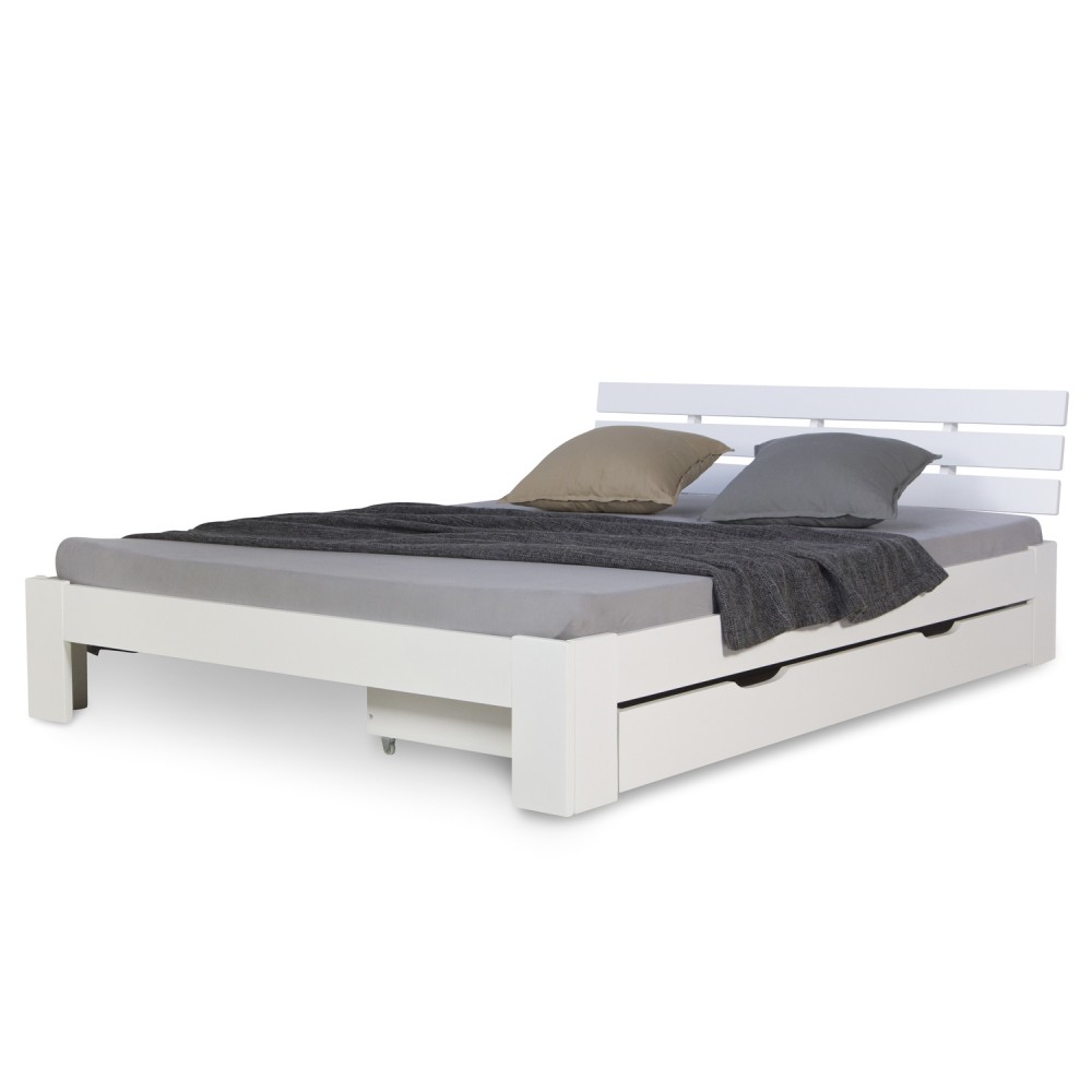 Wooden Bed Drawer Pull-Out Bed Box Storage with Castors White