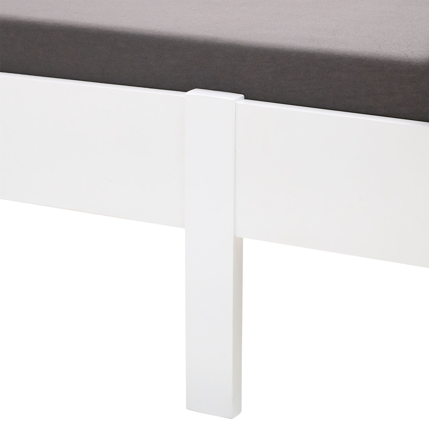 Wooden Bed 140x200 cm White – Scandinavian-Style Double Bed with Slatted Base for Teenagers' & Bedrooms