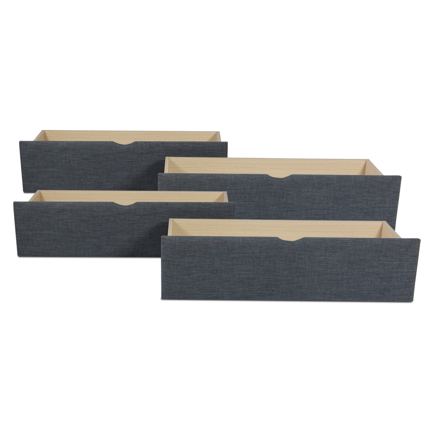 Upholstered Bed Double Bed Frame 140 x 200 Dark Grey 4 Drawers Slatted Frame