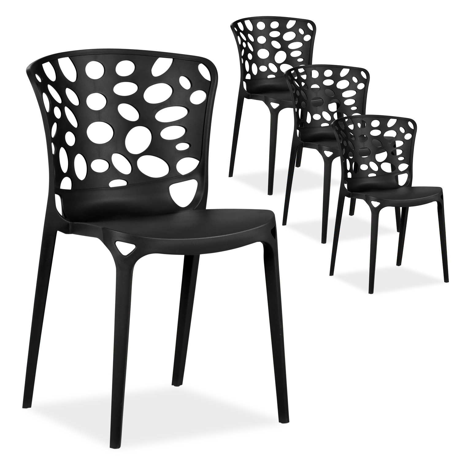 Garden chair Set of 4 Modern Black Camping chairs Outdoor chairs Plastic Stacking chairs Kitchen chairs Garden chair Set of 4 Modern Black Camping chairs Outdoor chairs Plastic Stacking chairs Kitchen chairs