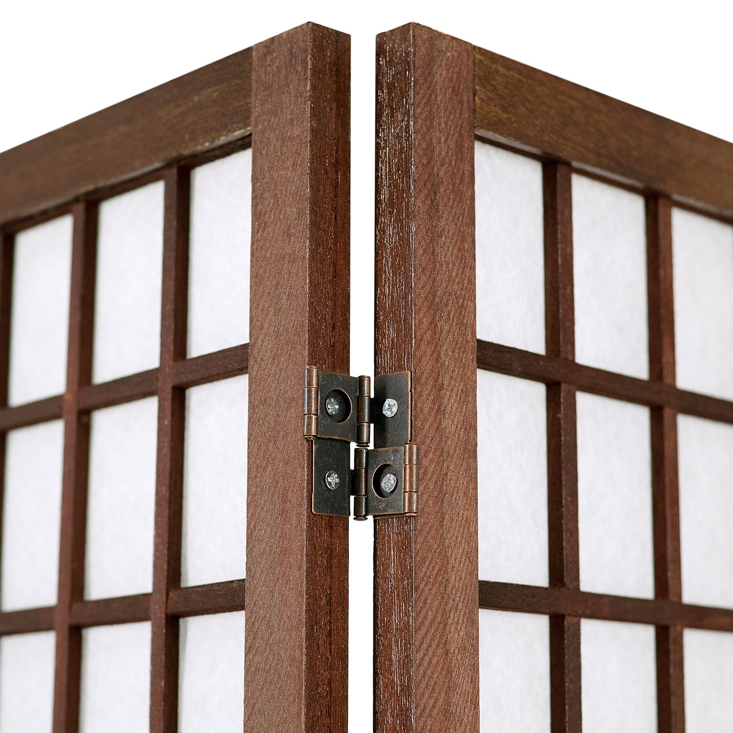 Paravent Brown Bamboo Shoji Rice Paper White Height 200 cm | 4-panel | Wood | Room Divider Partition Privacy Screen