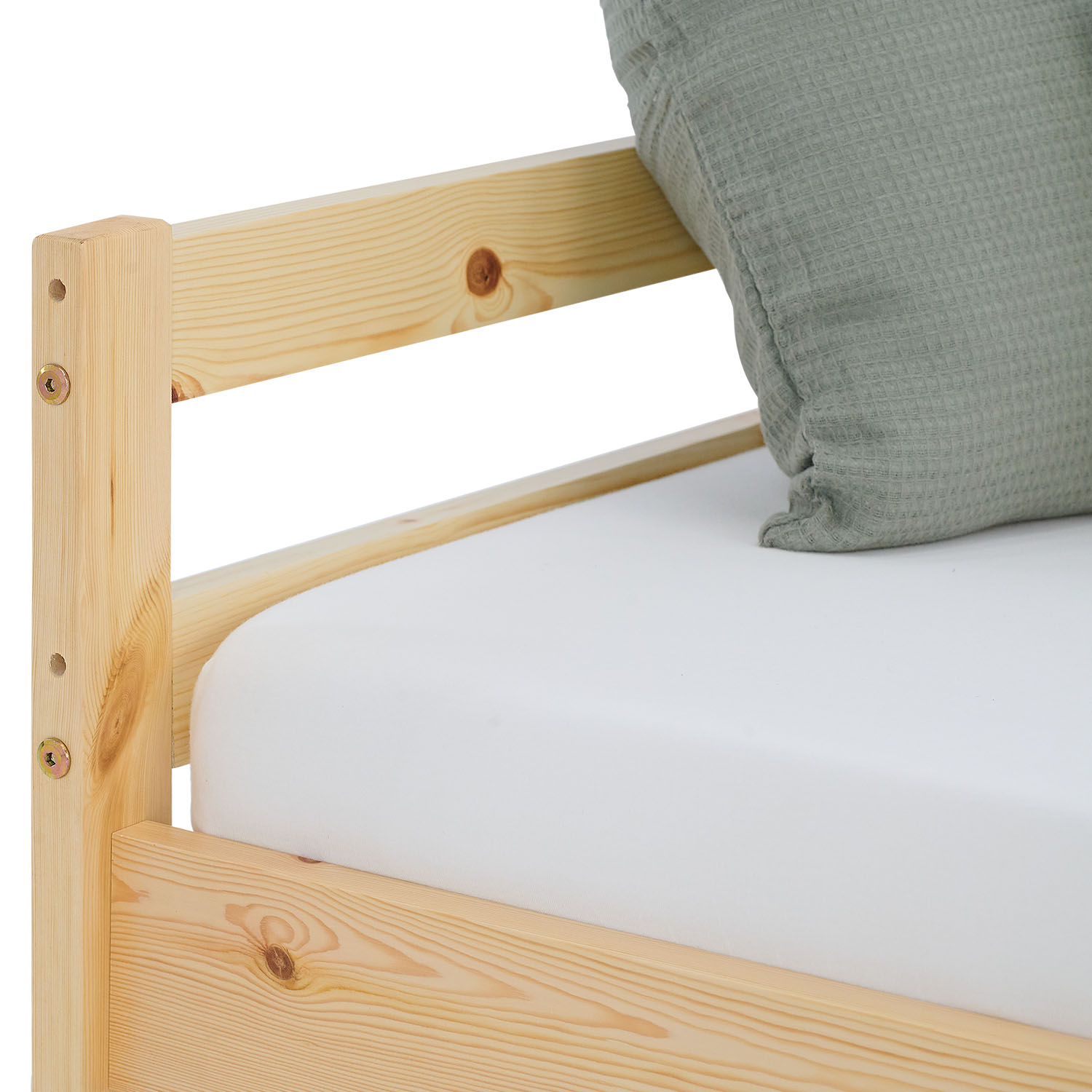 Wooden Bed 90x200 cm Natural – Solid Wood Single Bed with Slatted Base for Teenagers' Rooms, Guest Rooms, and Bedrooms