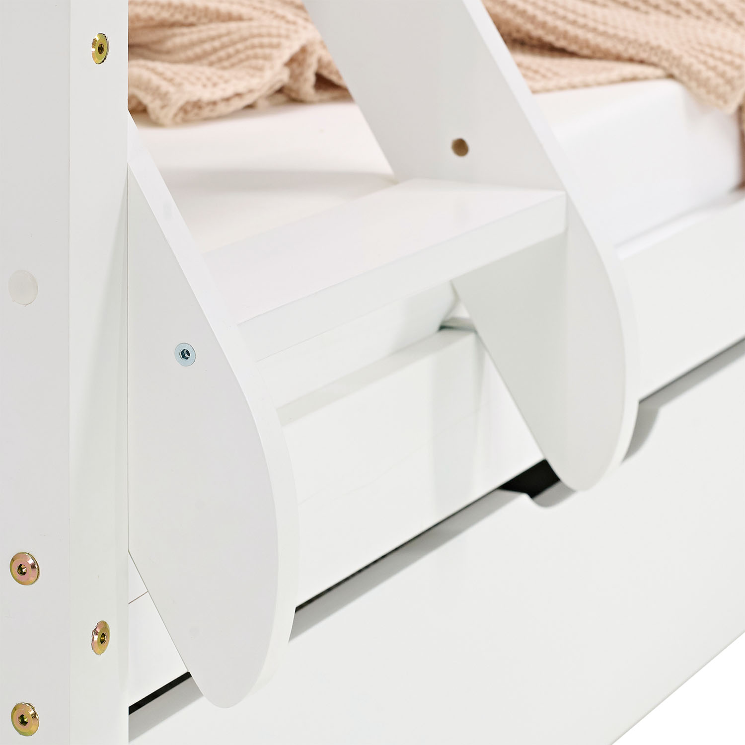 Bunk Bed with 2 Mattresses Kids Bed 90x200 and 140x200 cm White Wood Cabin Bed High Sleeper Bed Loft Bed Childrens Bed Twin Bed Drawer