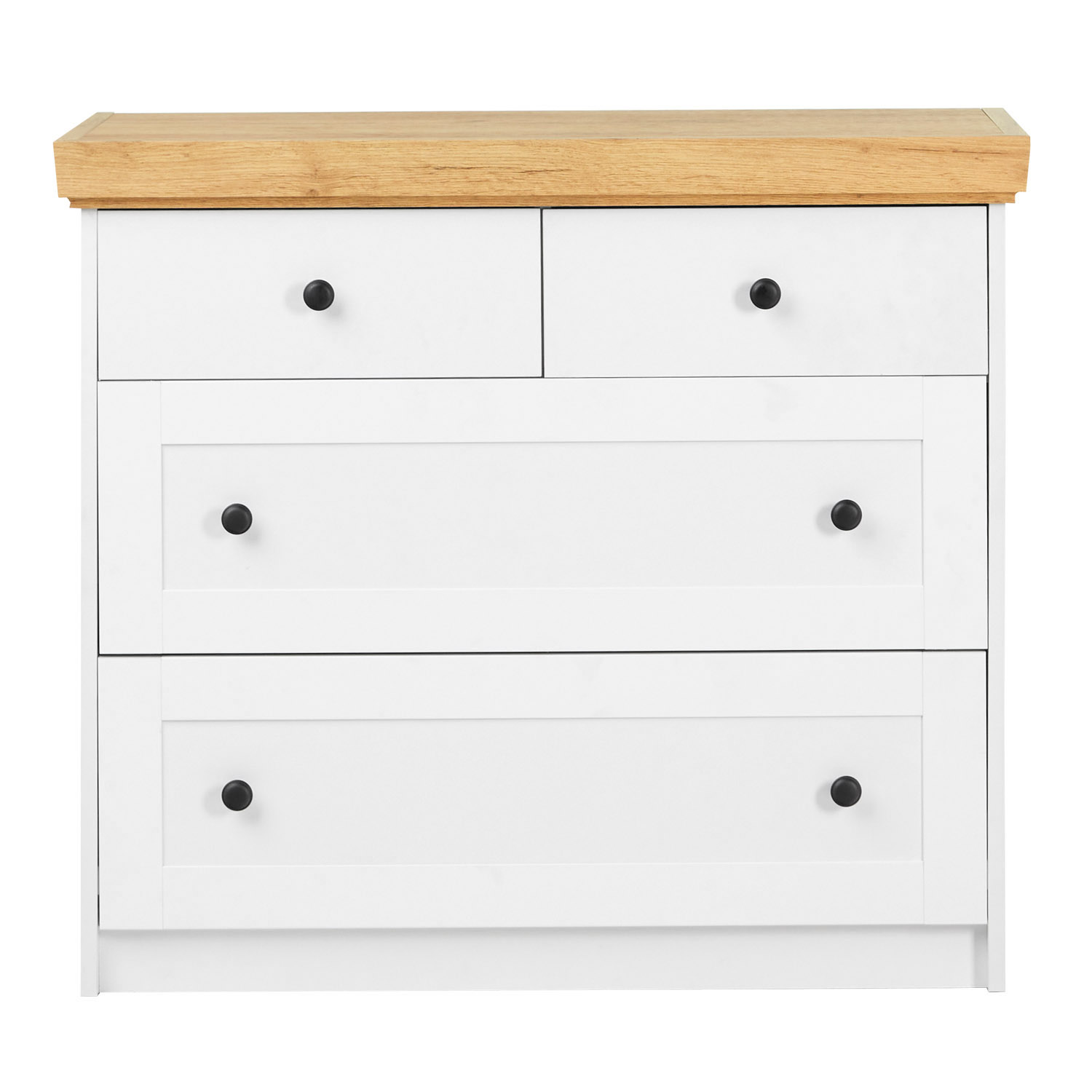 Chest of Drawers Sideboard Oak Matt White Wood Solid Cupboard with 4 Drawers