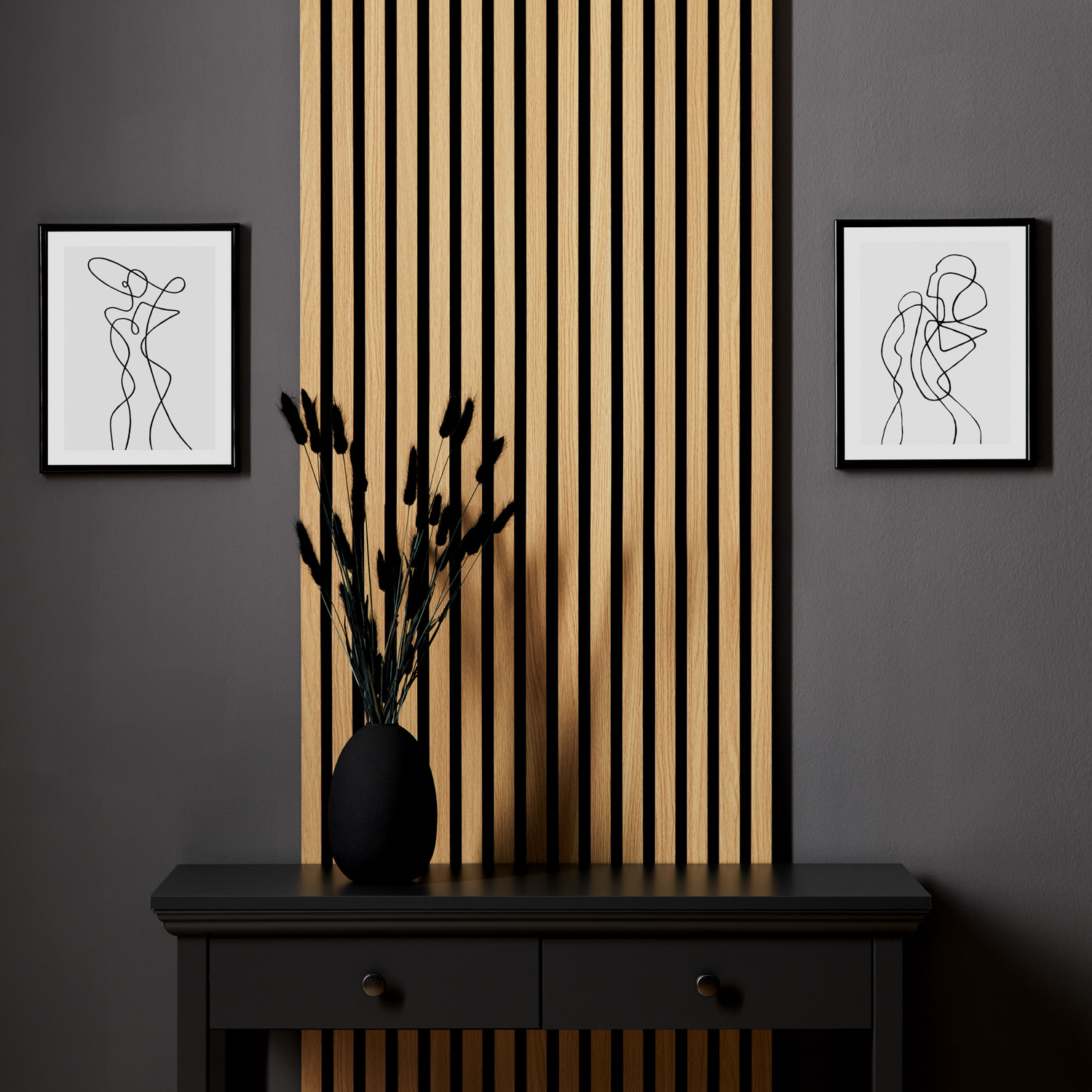 Acoustic Panels Wall Panels 60 x 60 cm Natural Oak | Wood | 2-piece Set | 3D Strips